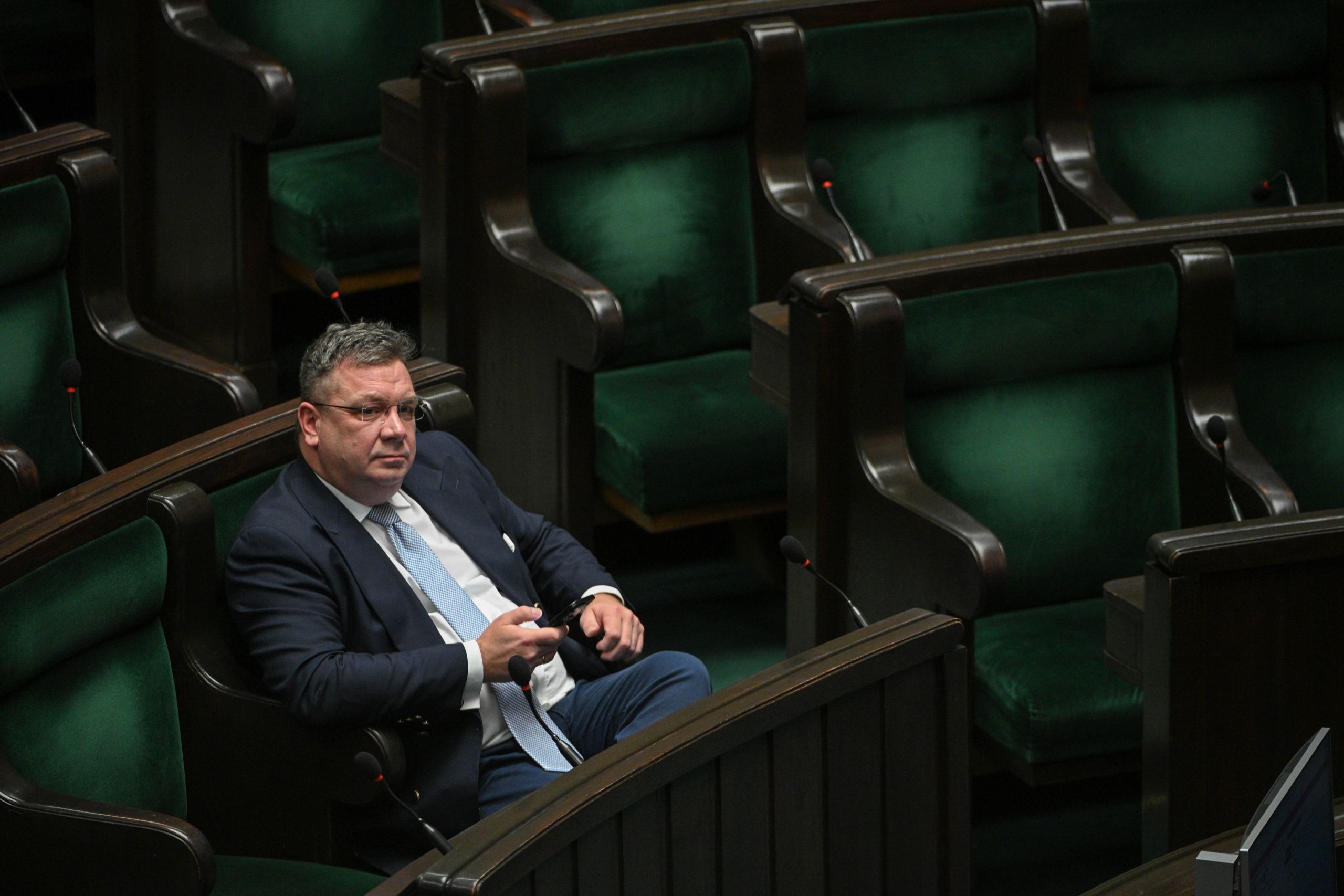 Poseł PiS Michał Wójcik w Sejmie.