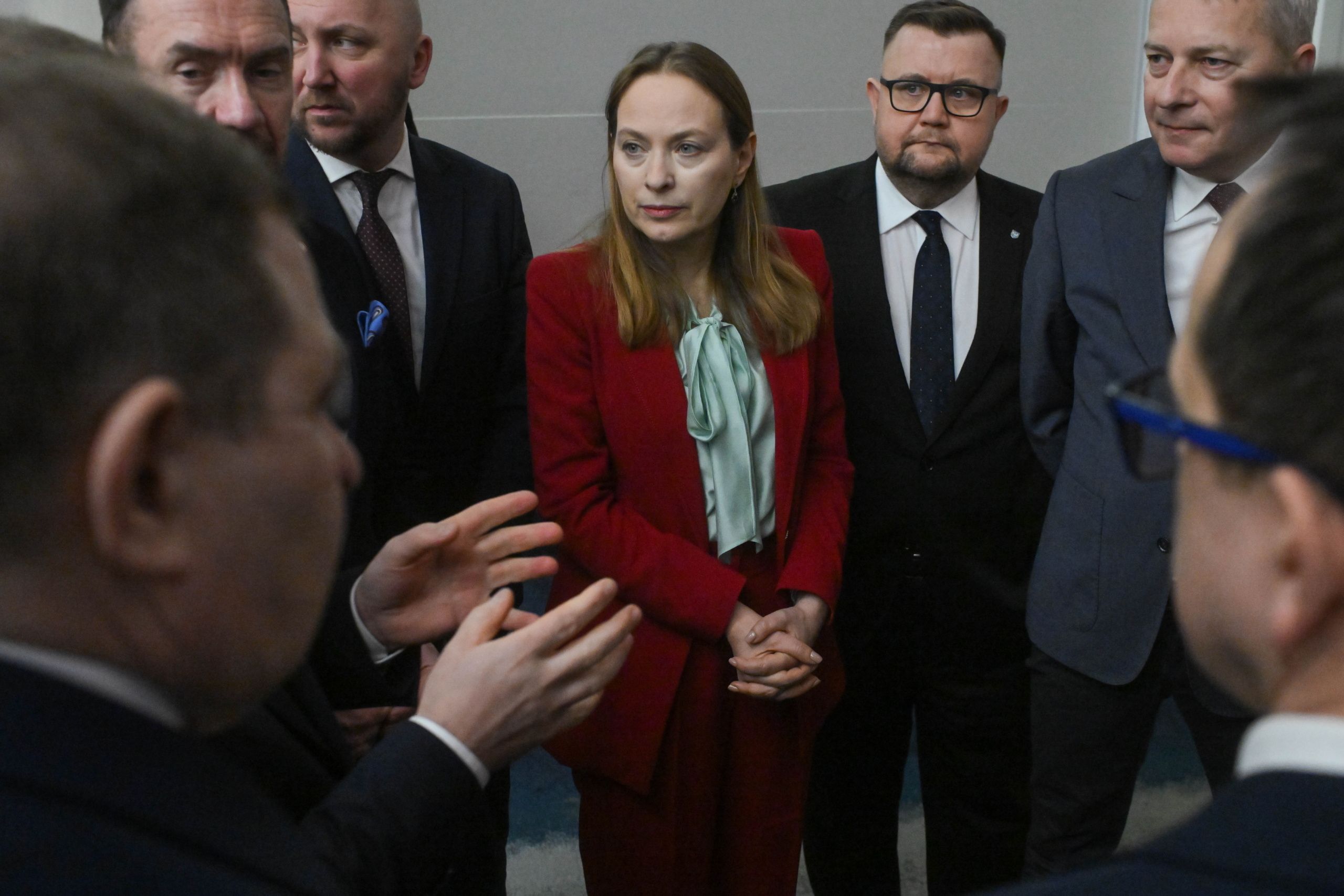 Katarzyna Pełczyńska-Nałęcz podczas konferencji prasowej.