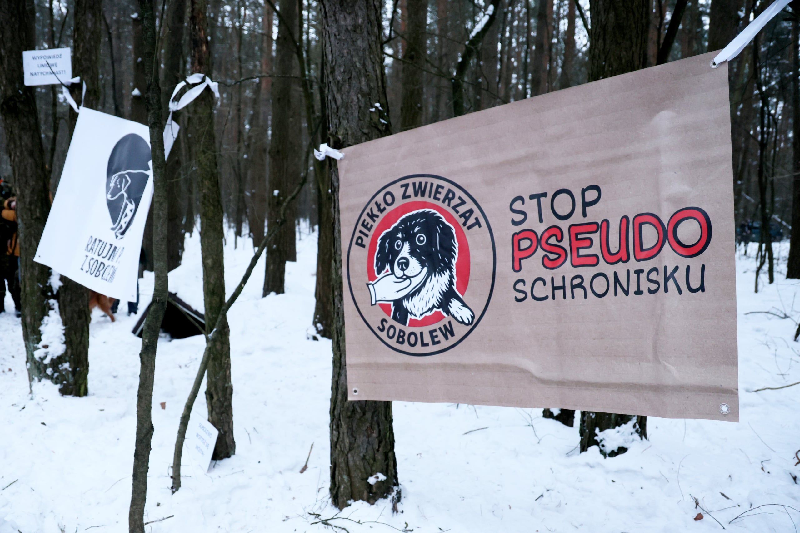 Protest przed schroniskiem w Sobolewie