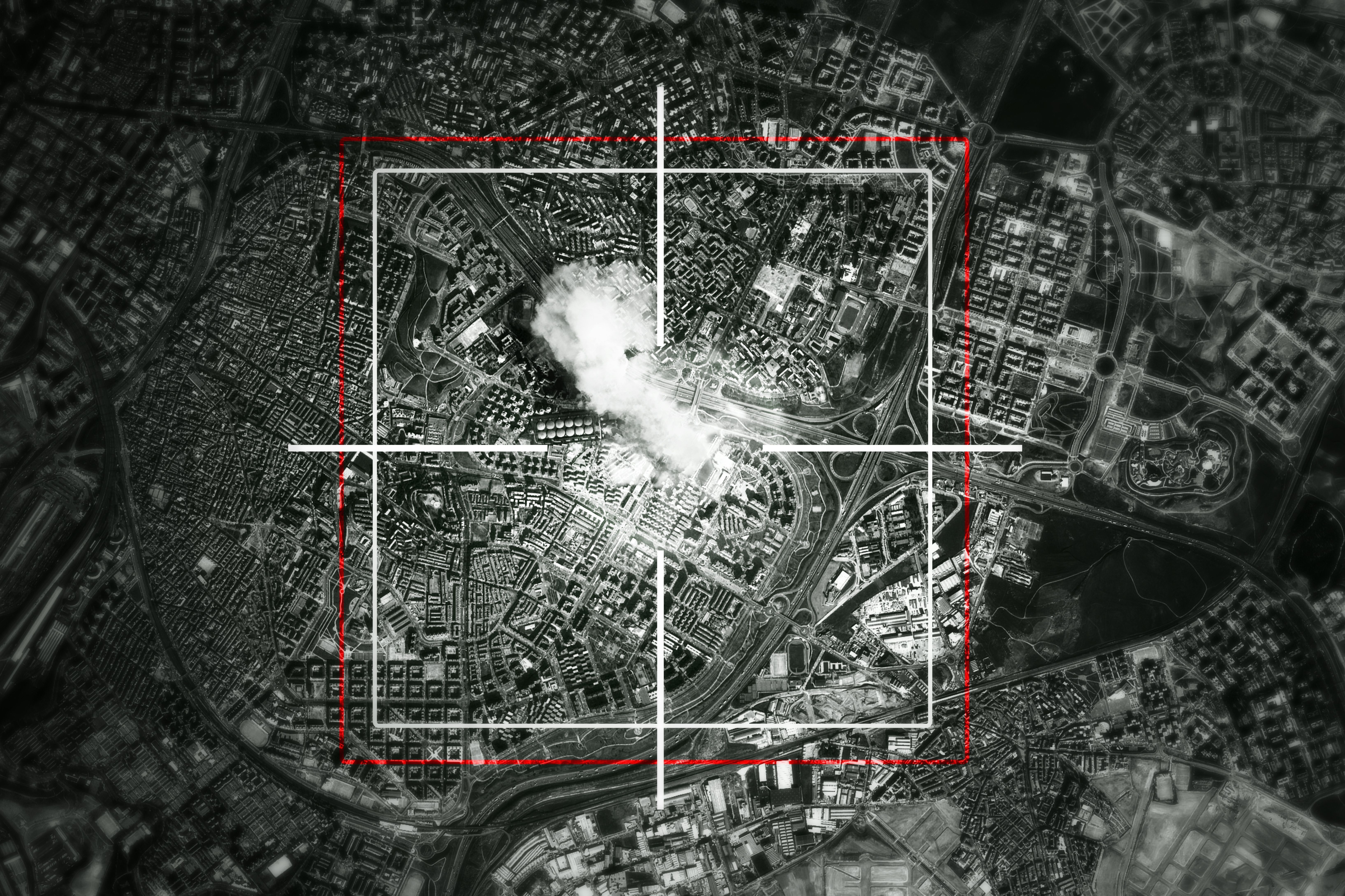 Satelita, wystrzelenie i uderzenie rakiety w mieście.