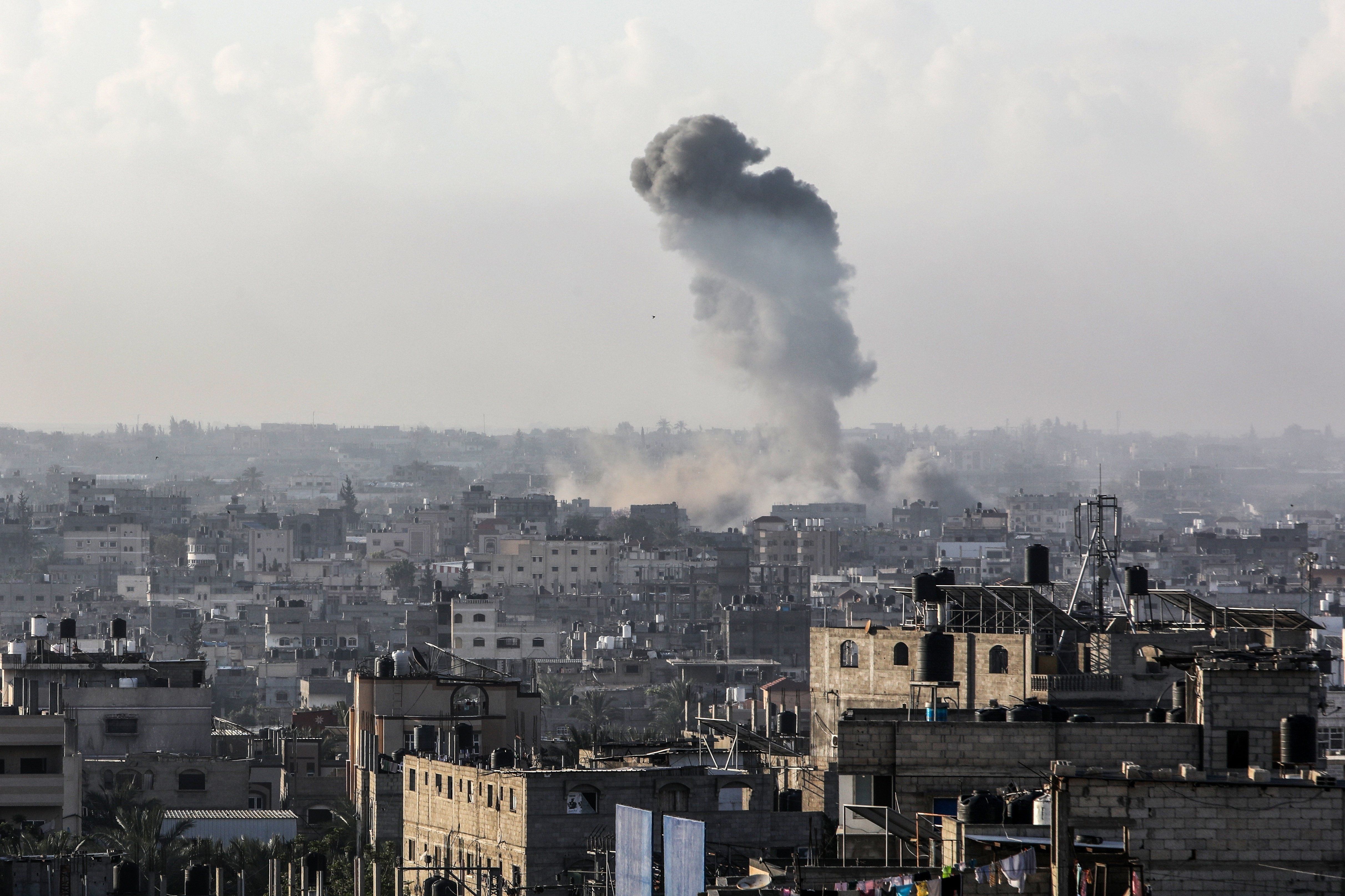 Smoke,Rises,After,An,Israeli,Air,Strike,On,The,East
