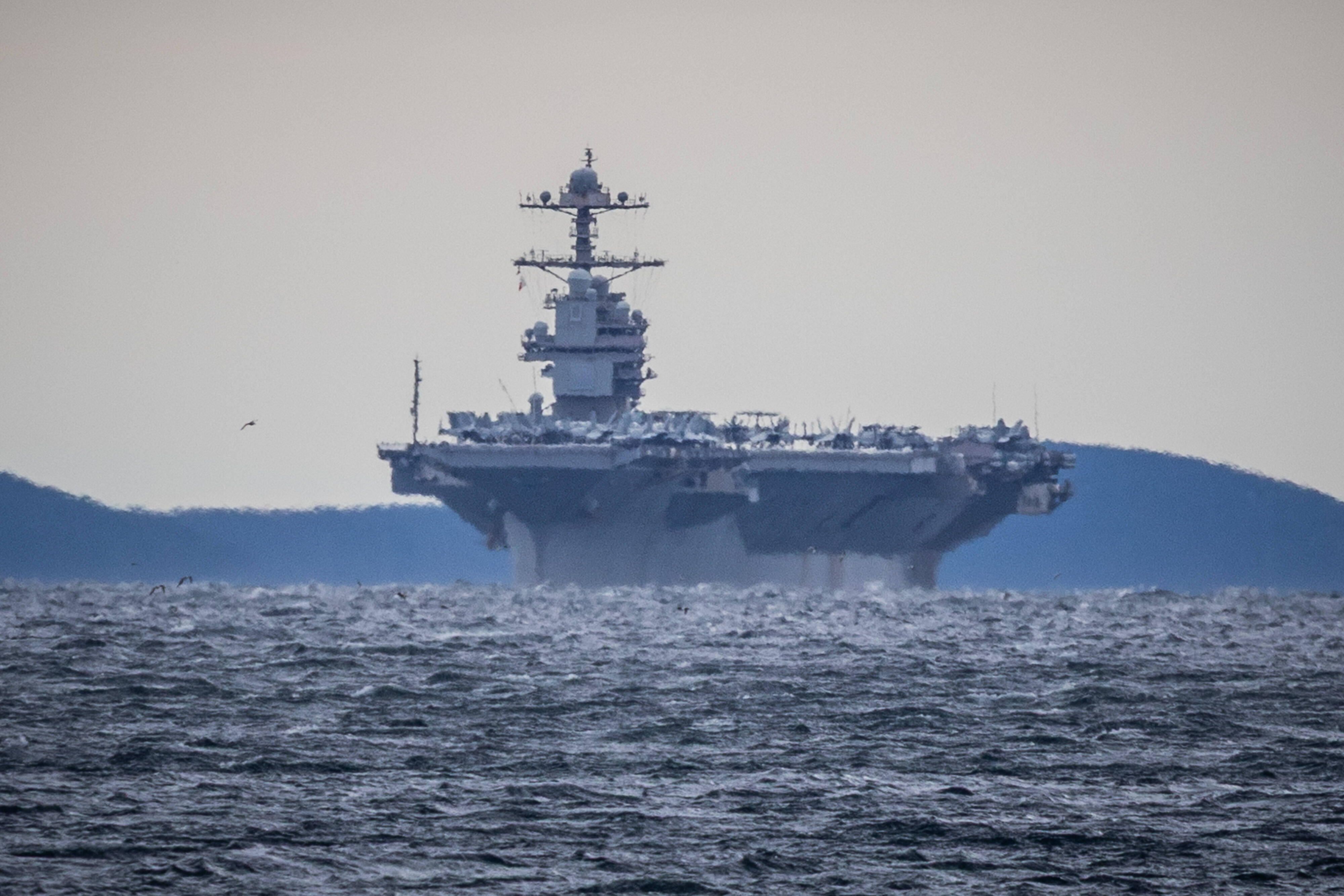 The arrival of the United States Navy aircraft carrier USS Gerald R. Ford in Split, Croatia