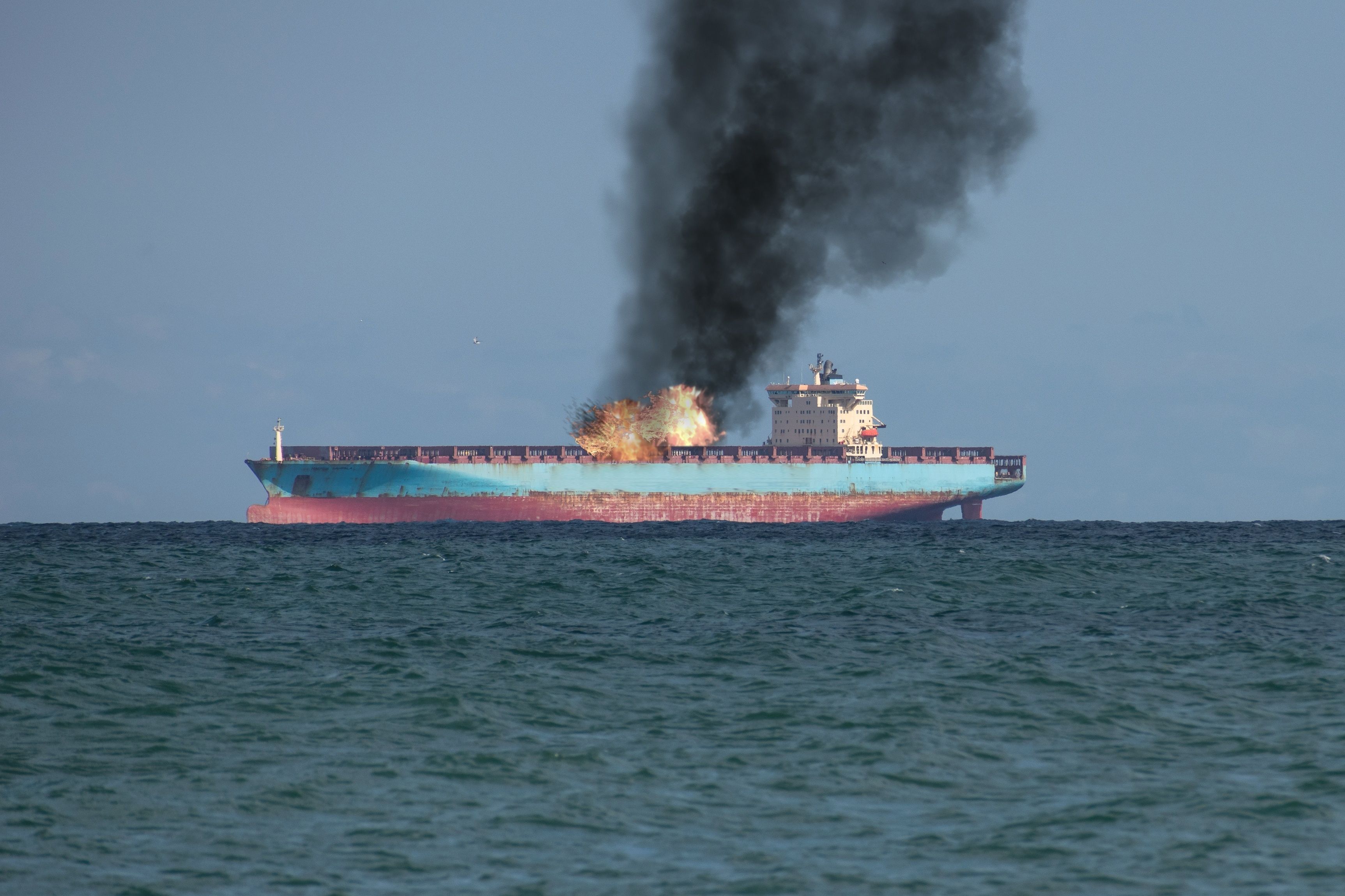 Fire,On,Board,An,Oil,Tanker,At,Sea.,Fire,And