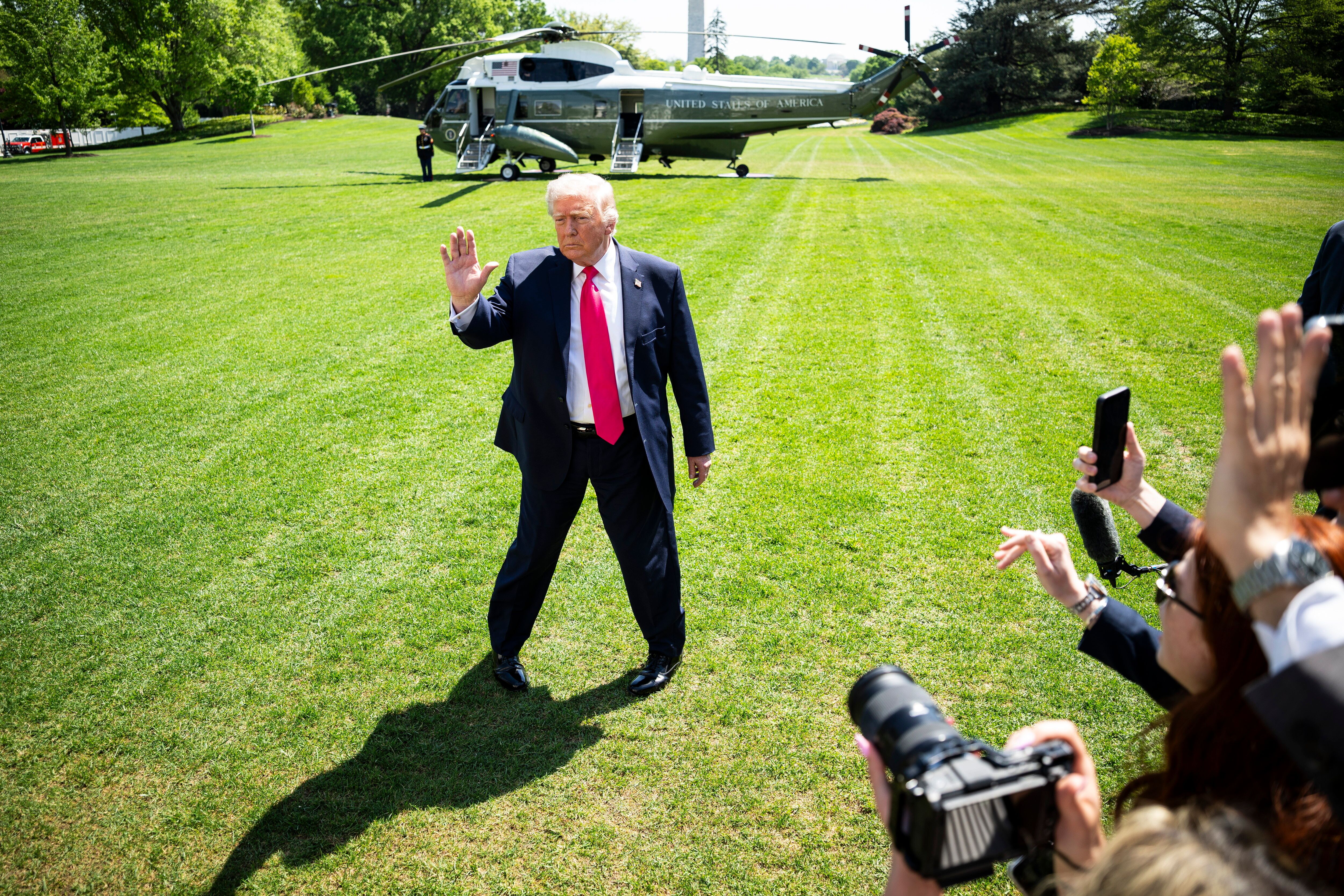 US President Trump departs the White House