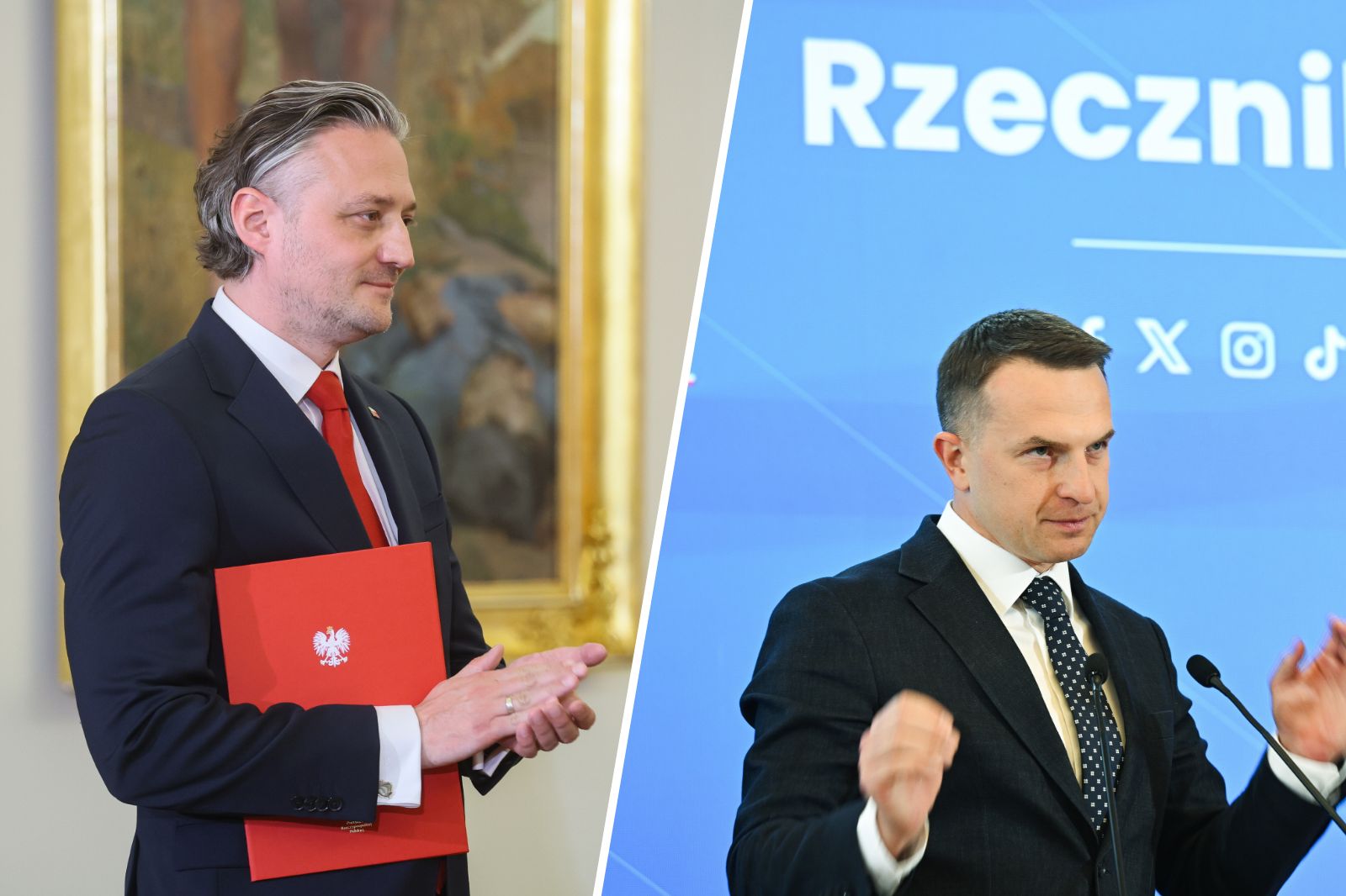 Nowy szef Biura Bezpieczeństwa Narodowego Bartosz Grodecki i rzecznik rządu Adam Szłapka
