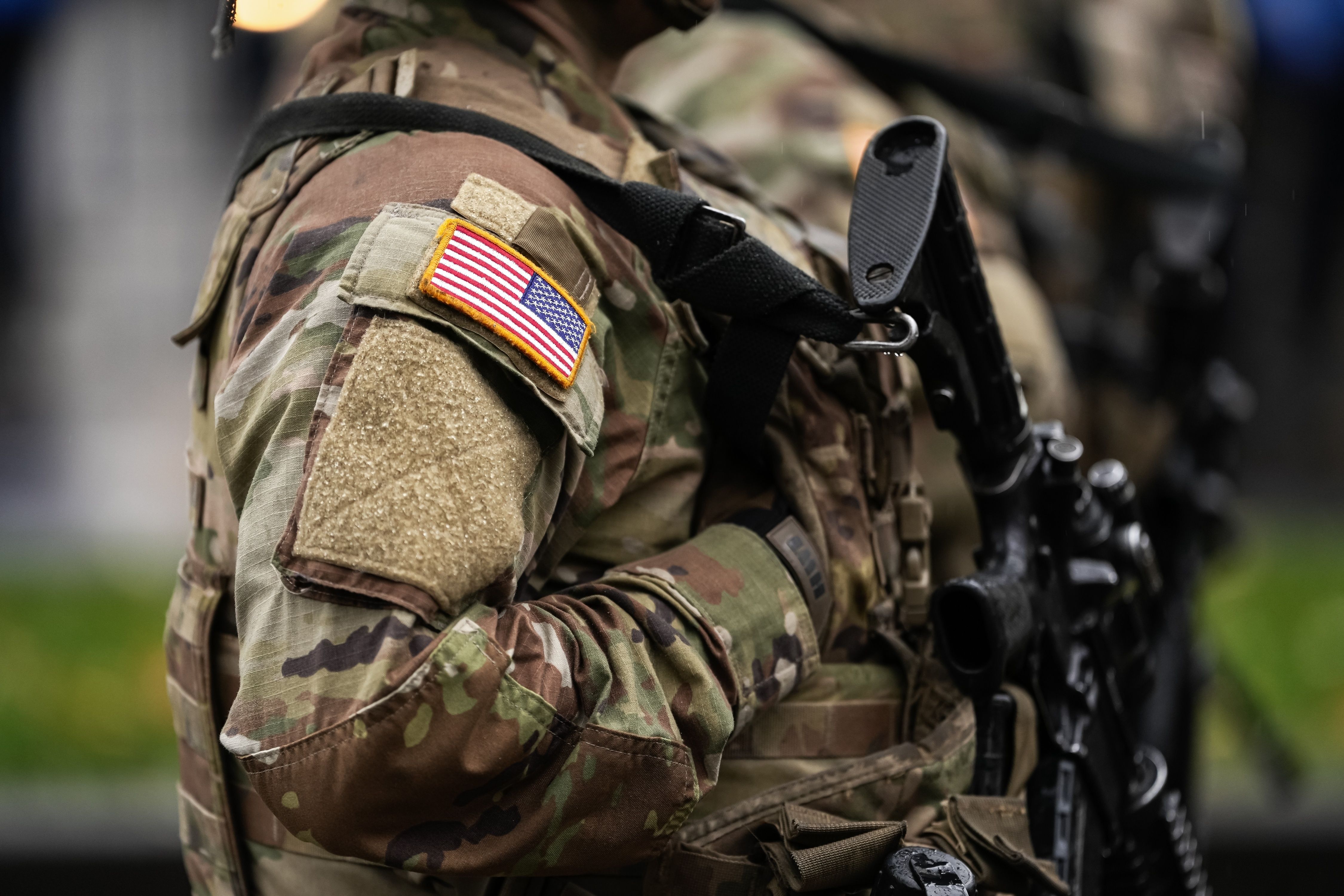 Us,Army,Soldiers,Uniform.,Close,Up,Photo,With,The,United
