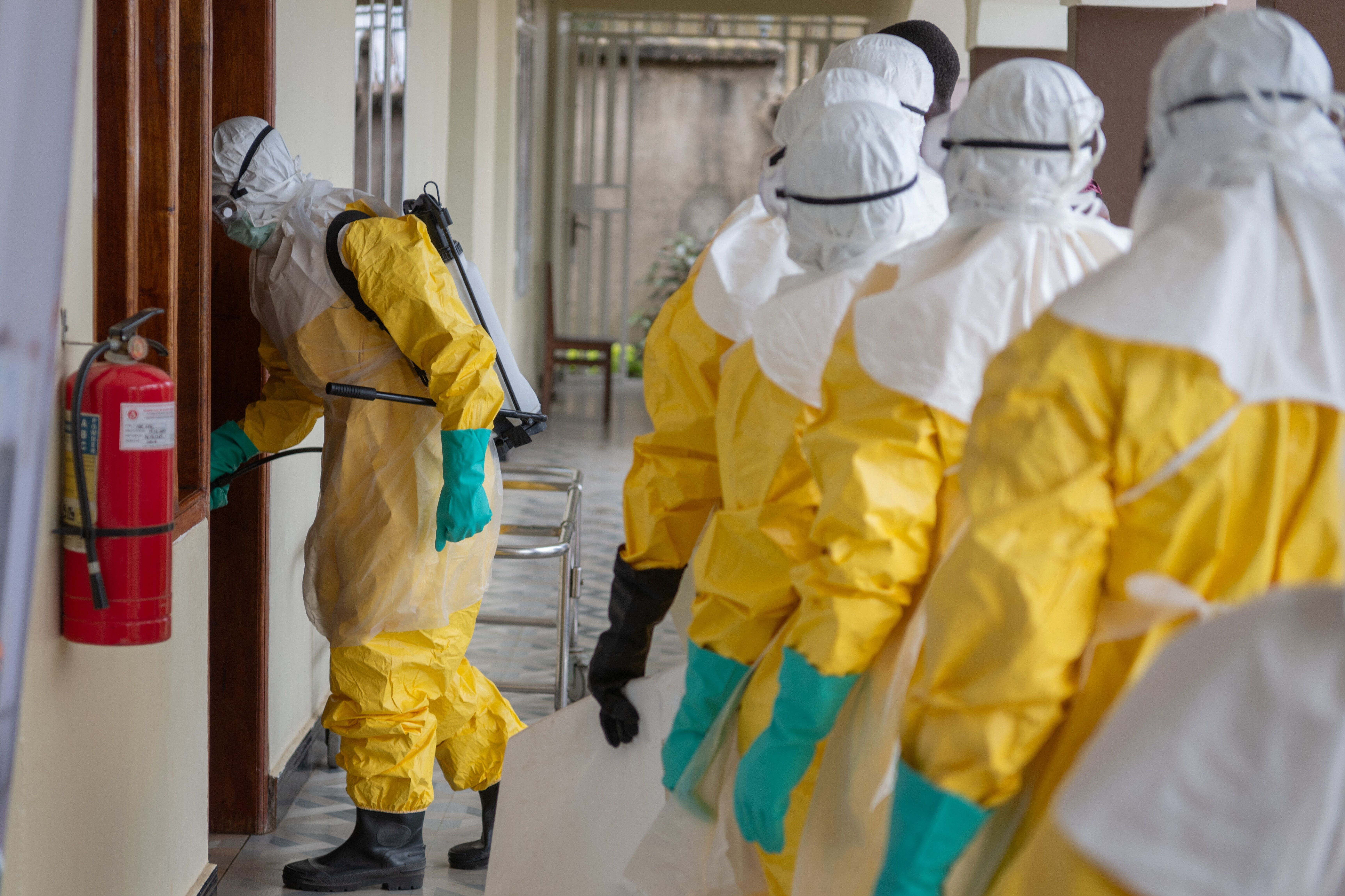 Deceased ebola patient prepared for burial at Bunia hospital under strict measures