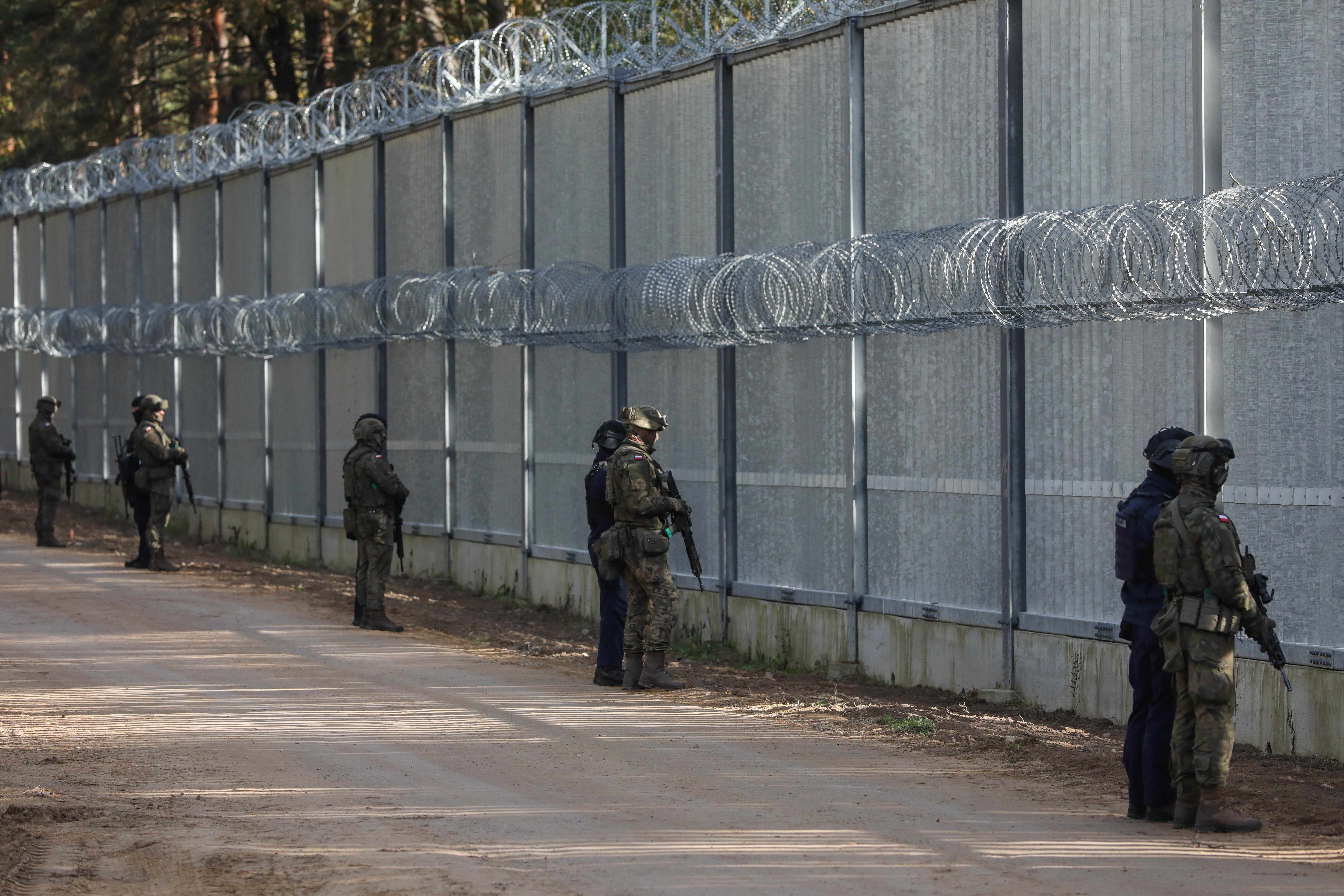 Funkcjonariusze wojska i policji.