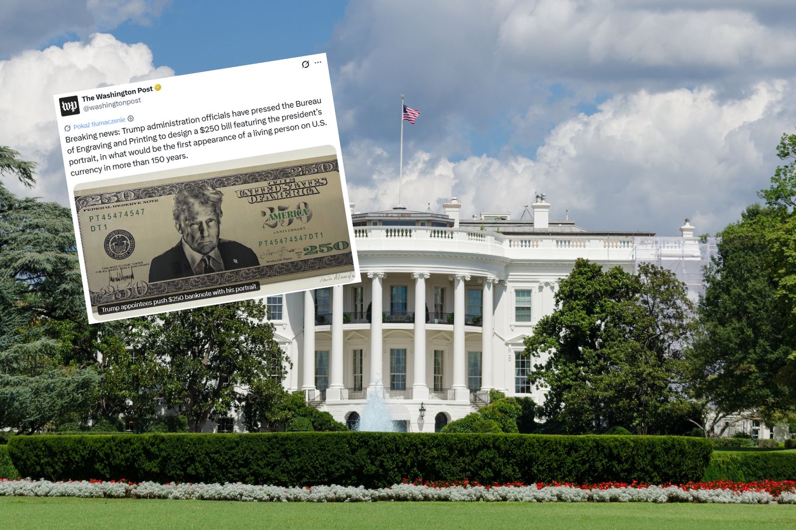 Donald Trump chce banknotu ze swoim portretem. Zwolniono urzędniczkę.