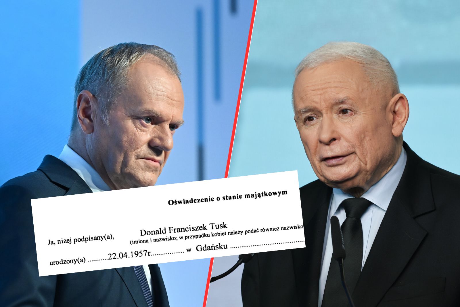 Oświadczenia majątkowe Donalda Tuska i Jarosława Kaczyńskiego.