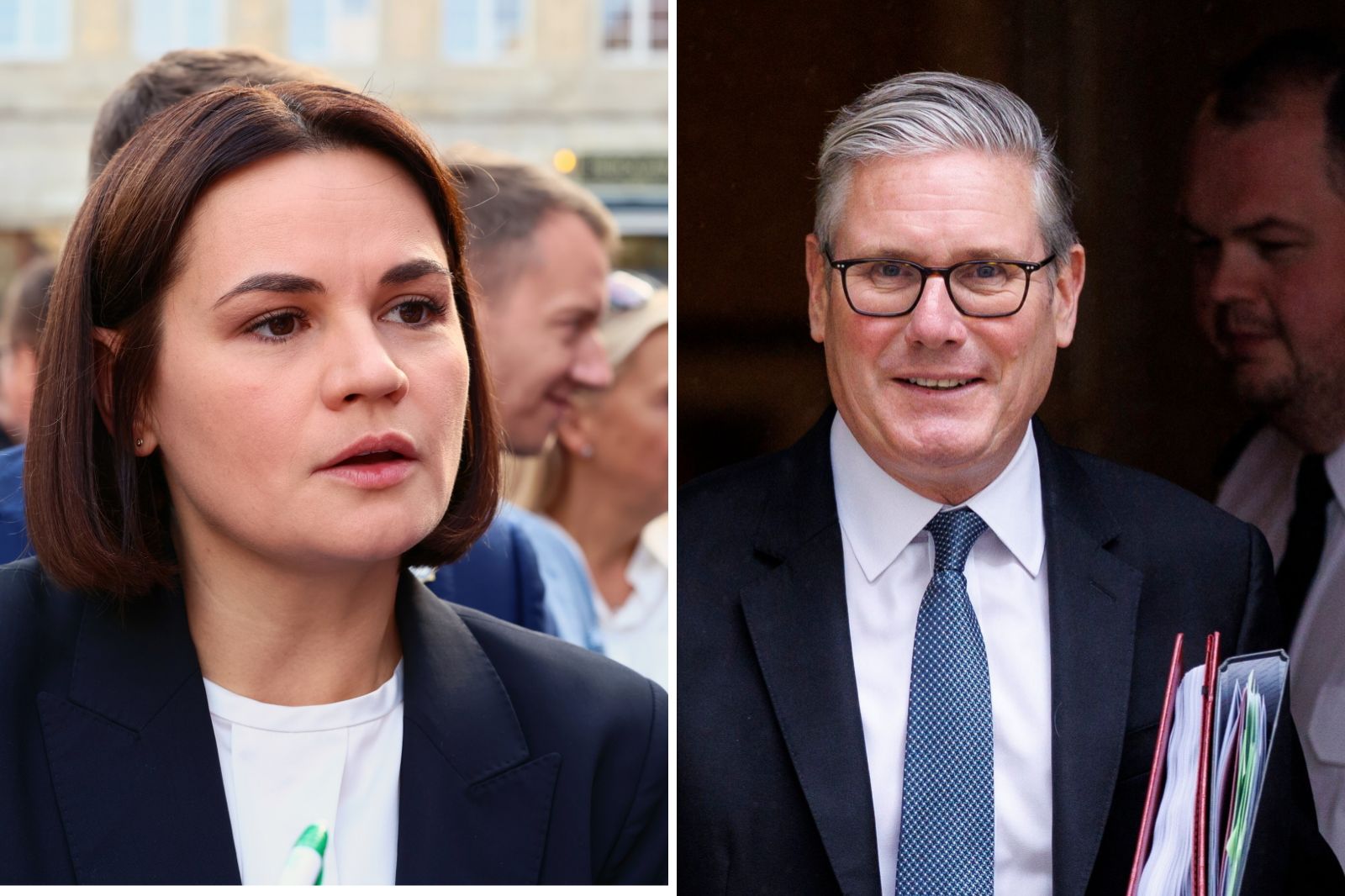 Swiatłana Cichanouska i Keir Starmer