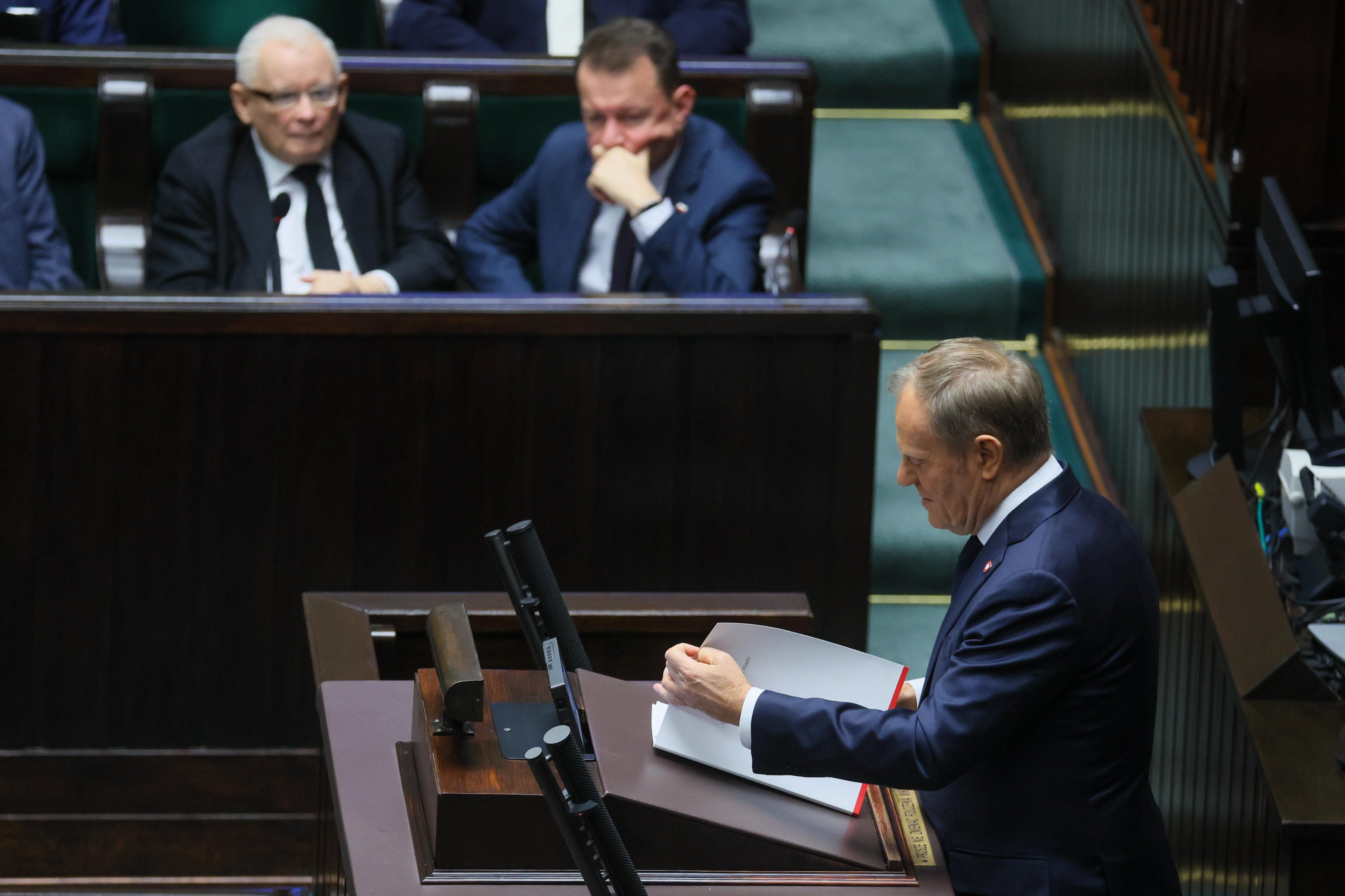 Donald Tusk, Jarosław Kaczyński, Mariusz Błaszczak, Ryszard Terlecki