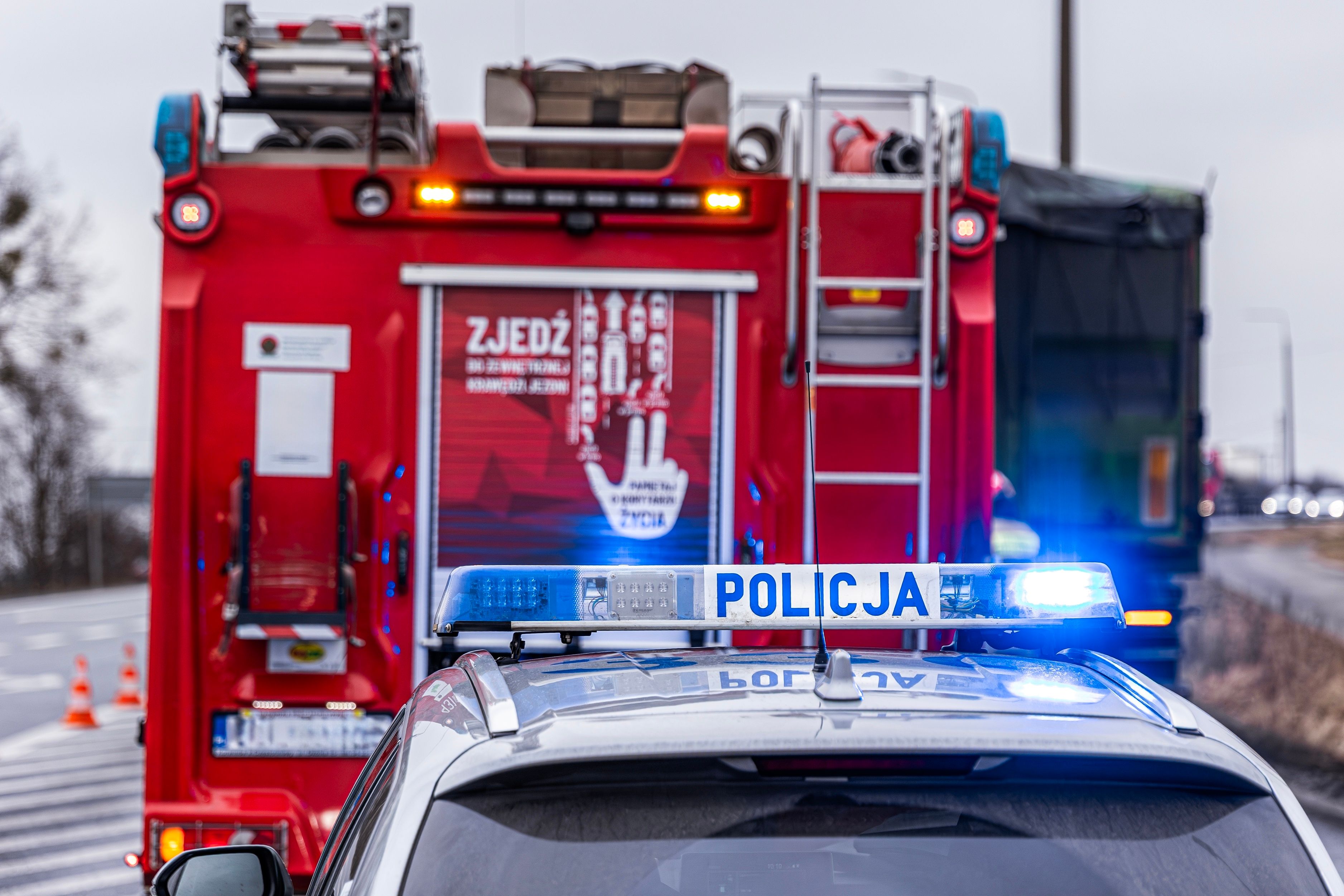 27.12.2025,Poland.,A,Police,Car,Anf,Firetruck,With,Lights,And