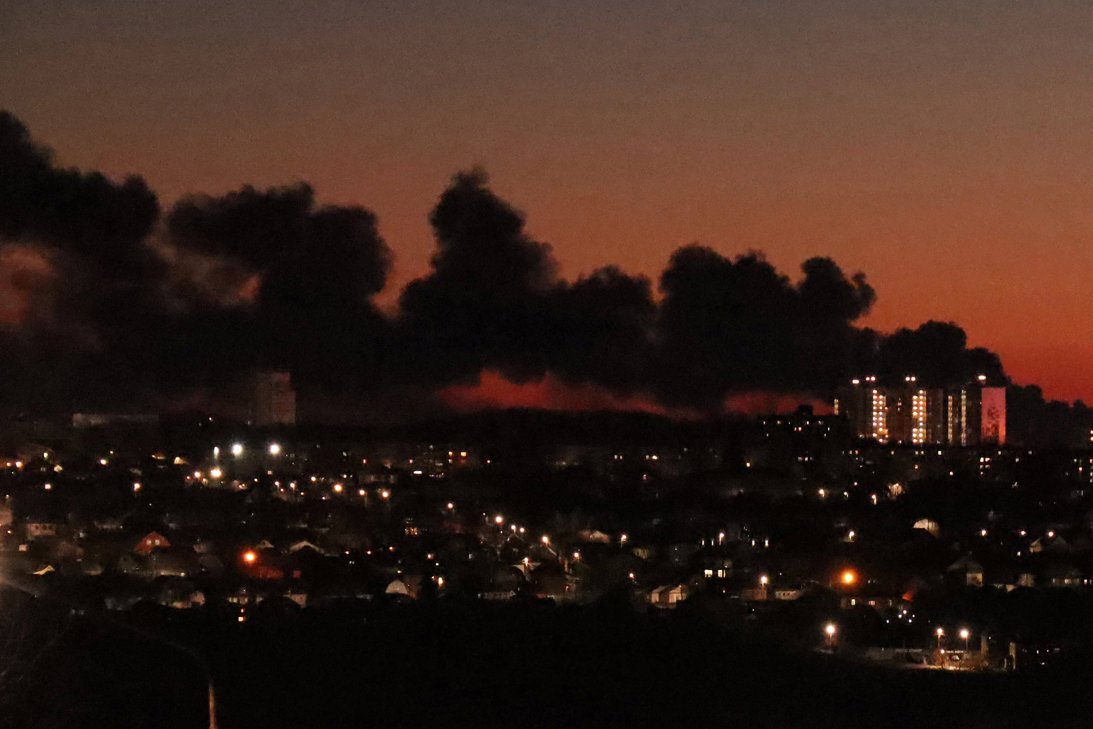 Smoke Rises From the Area of Kursk Airport Outside Kursk, Russia