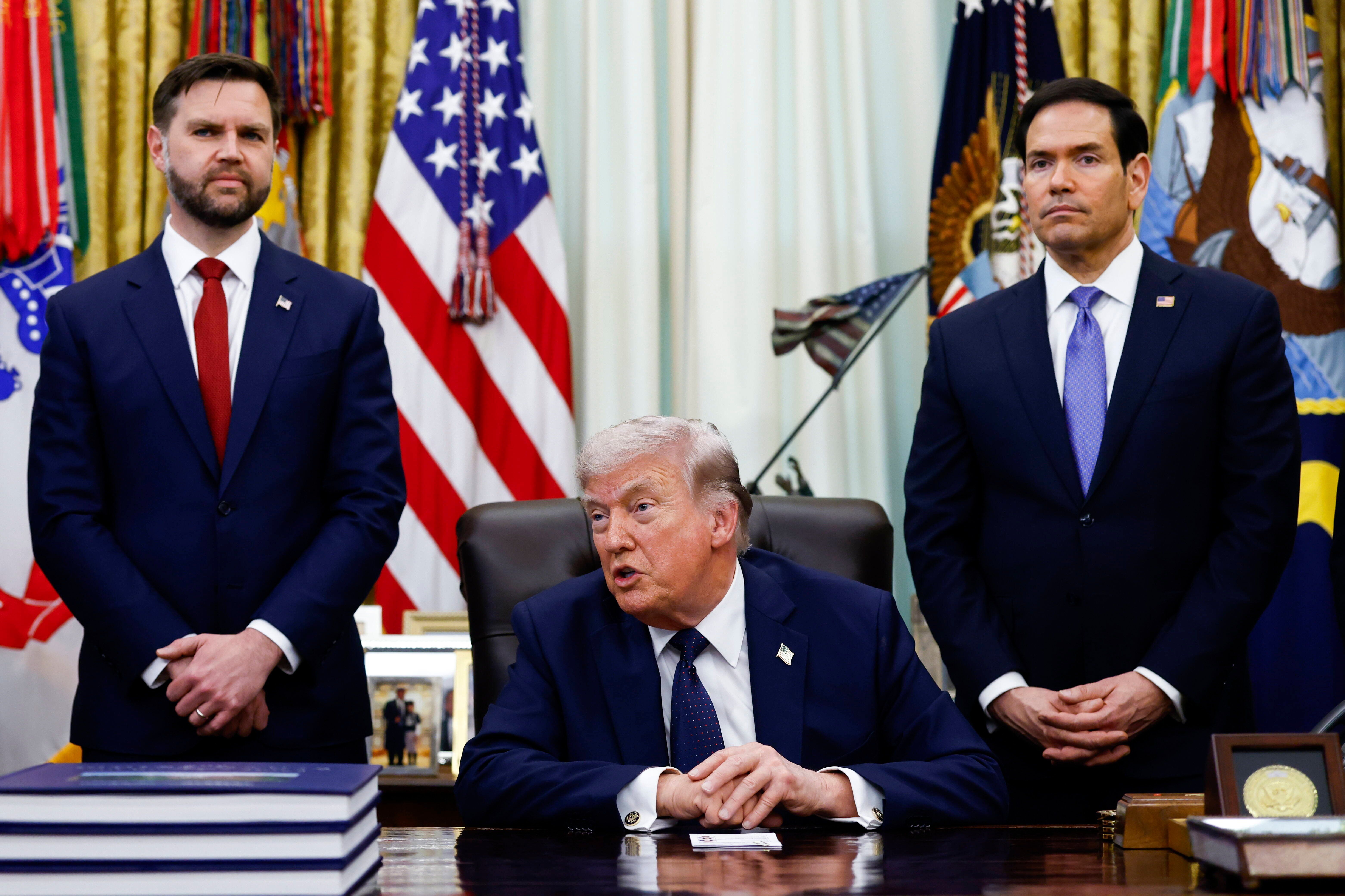 US President Donald Trump meets Lebanese and Israeli envoys at the White House