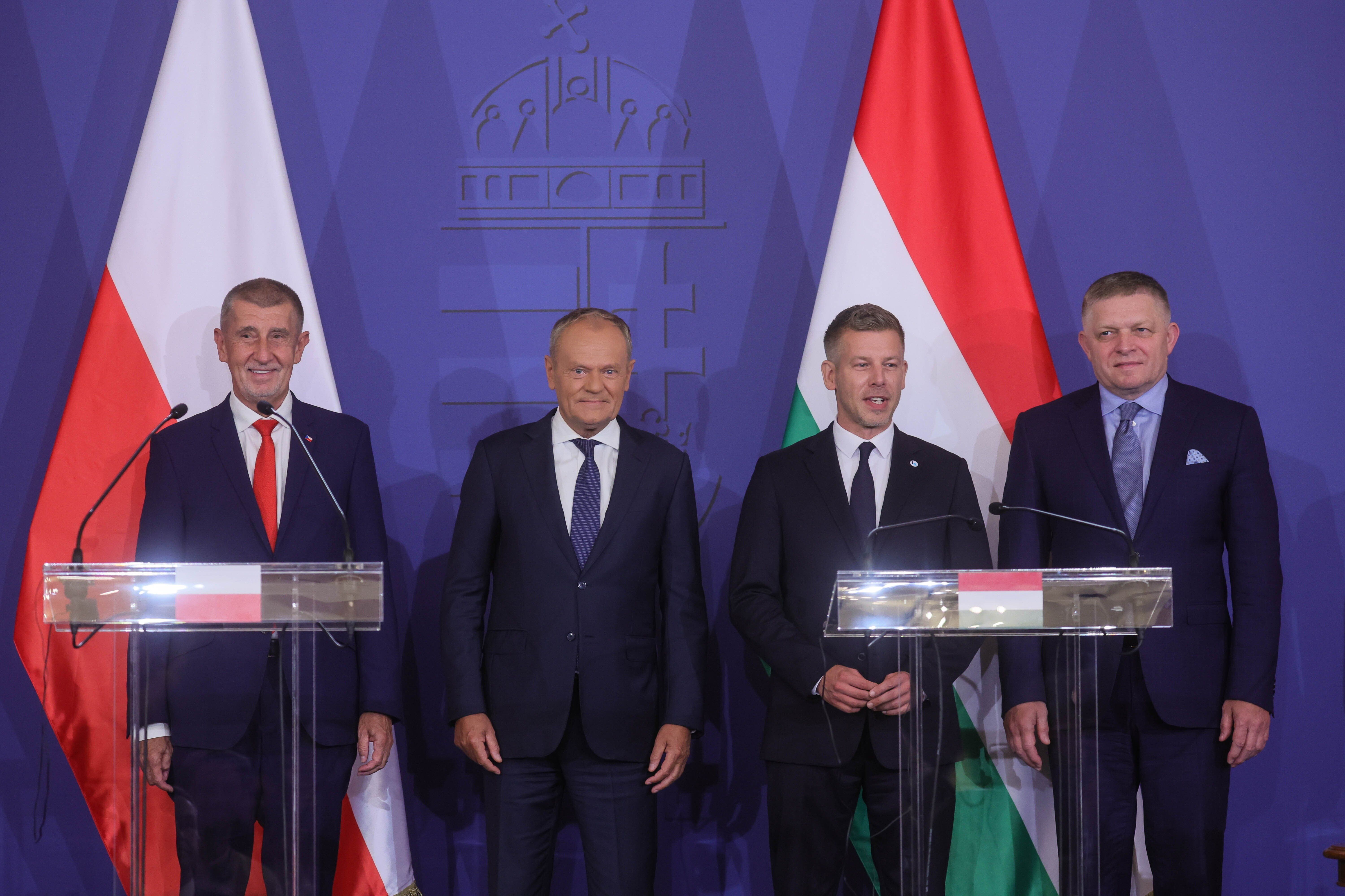 Donald Tusk, Peter Magyar, Andrej Babis, Robert Fico
