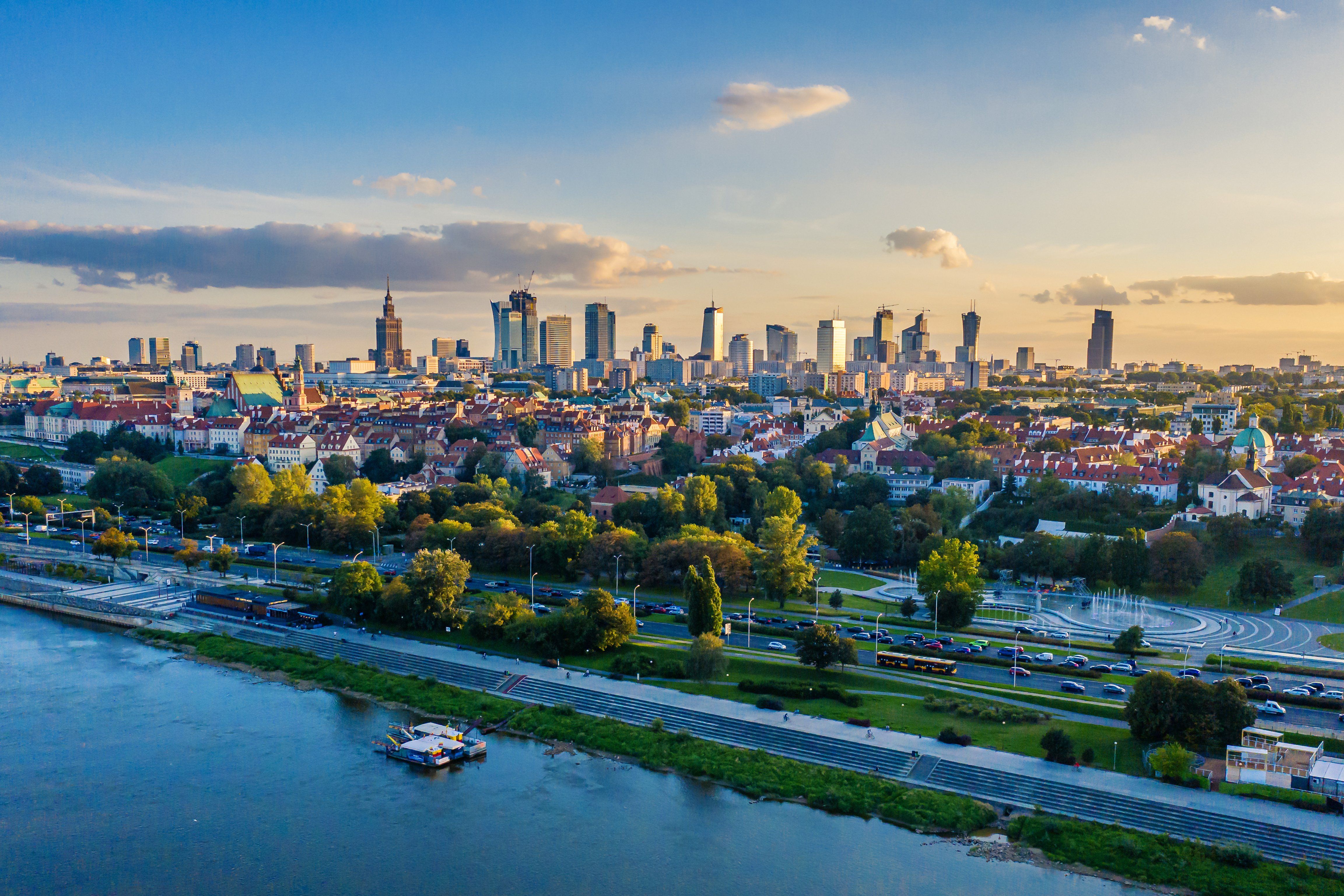 Warsaw,City,Center,Aerial,View