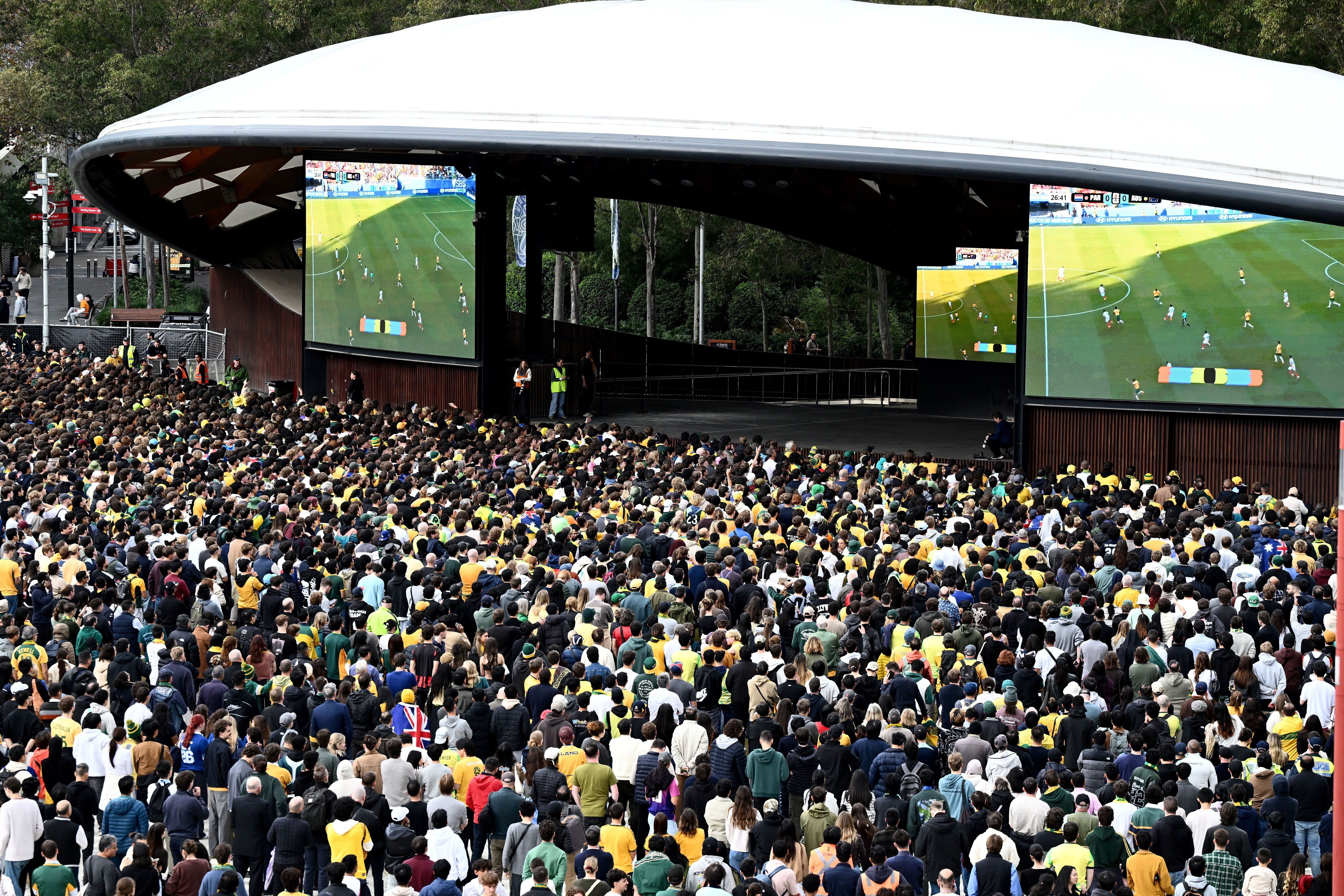 Australia fans gather to watch FIFA World Cup match between Australia and Paraguay