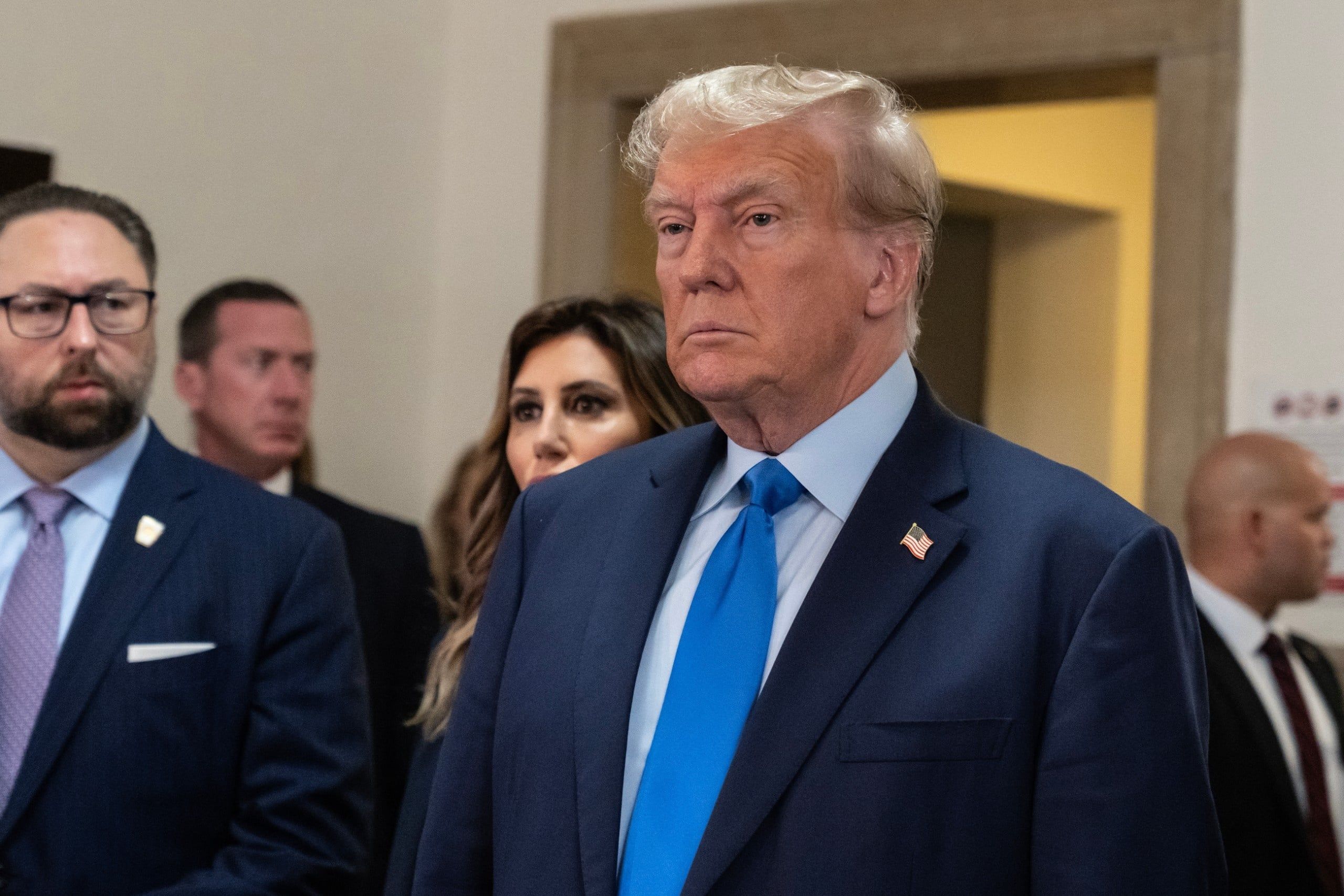 Former,President,Donald,Trump,Speaks,To,Press,Before,The,Start