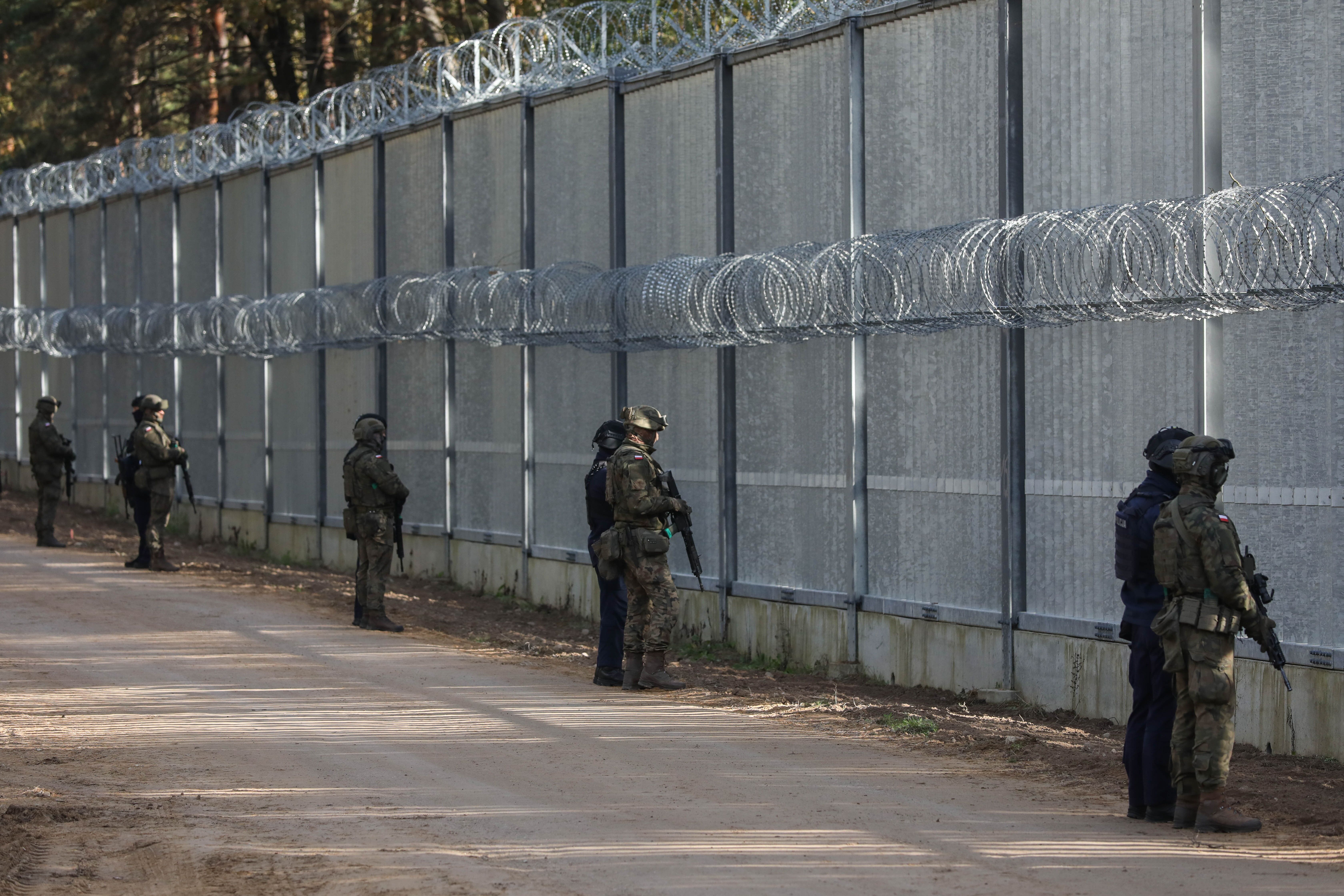 Funkcjonariusze wojska i policji.