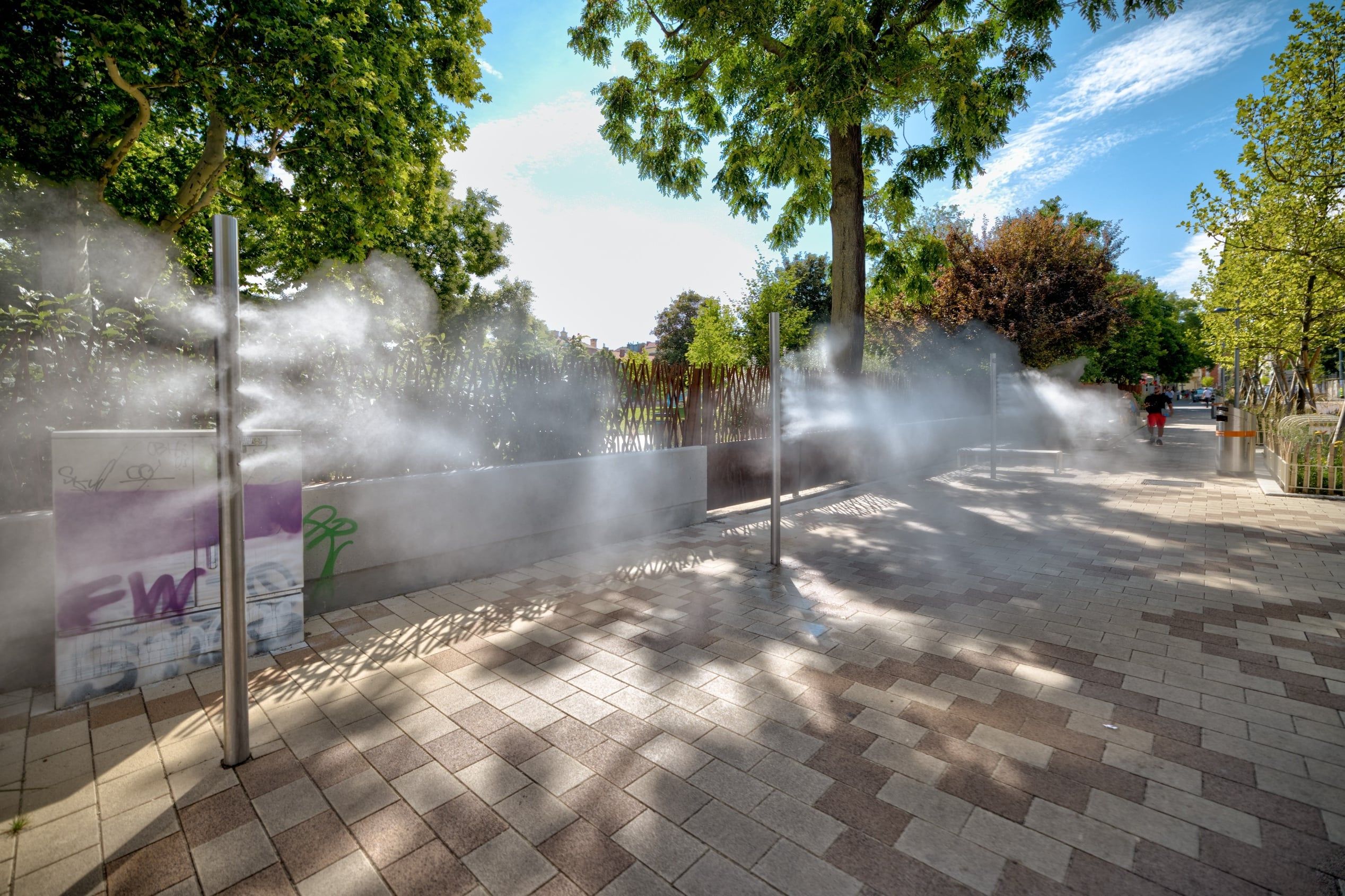 Vienna,,Austria,–,August,1,,2025:,A,Cooling,Mist,Installation