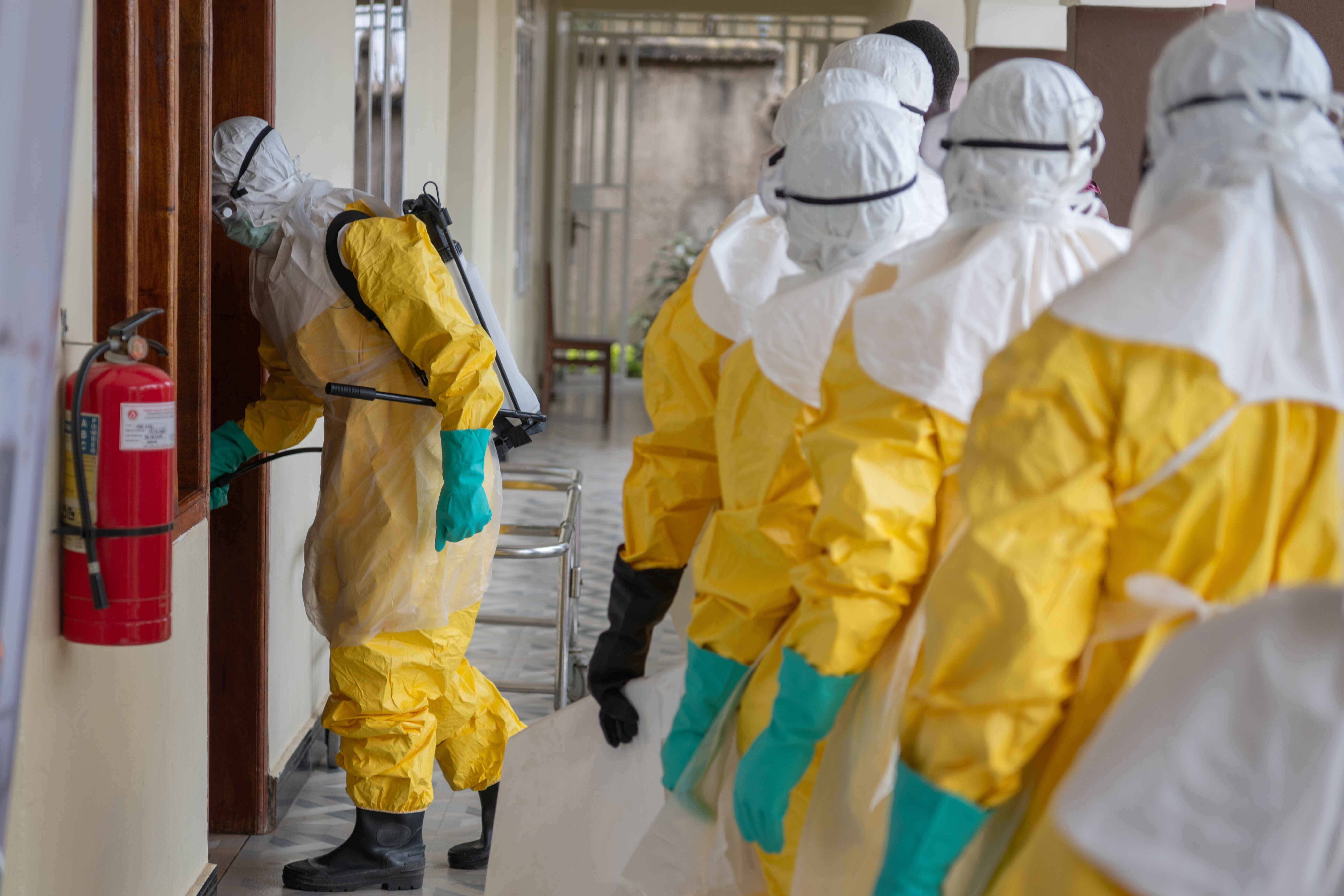 Deceased ebola patient prepared for burial at Bunia hospital under strict measures