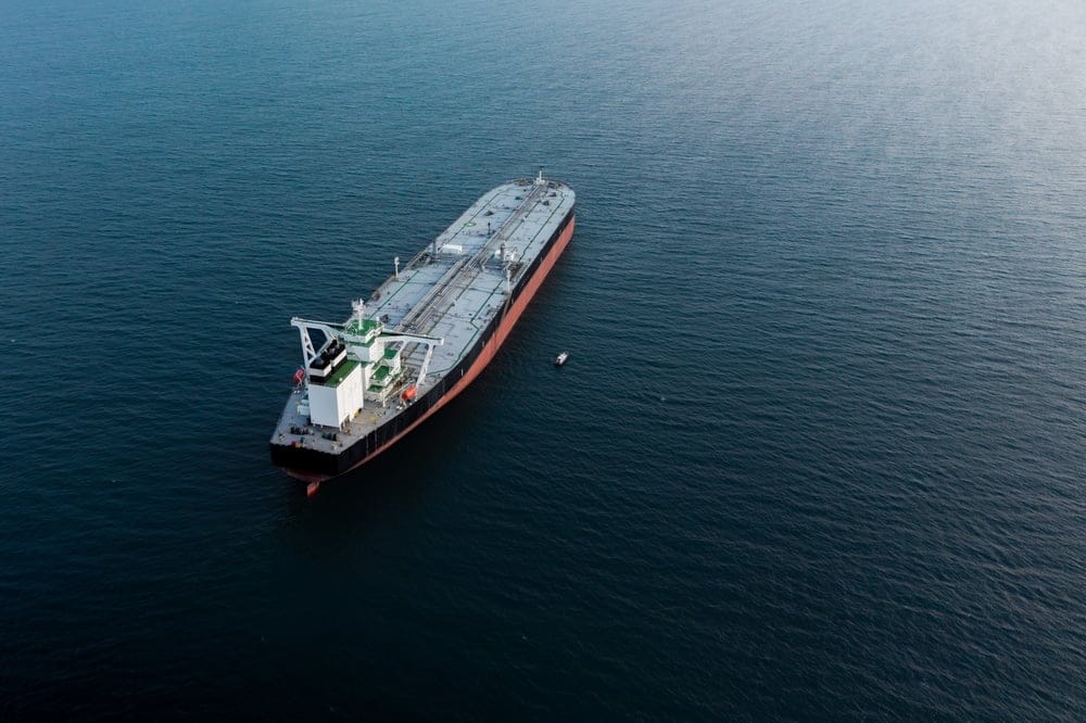 Aerial,View,Above,A,Large,Crude,Oil,Product,Tanker,Ship
