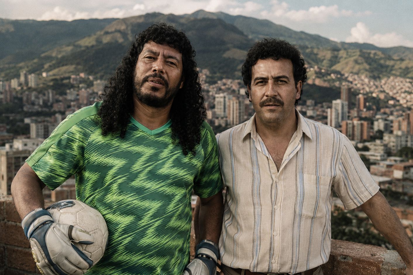 René Higuita i Pablo Escobar na tle Medelin