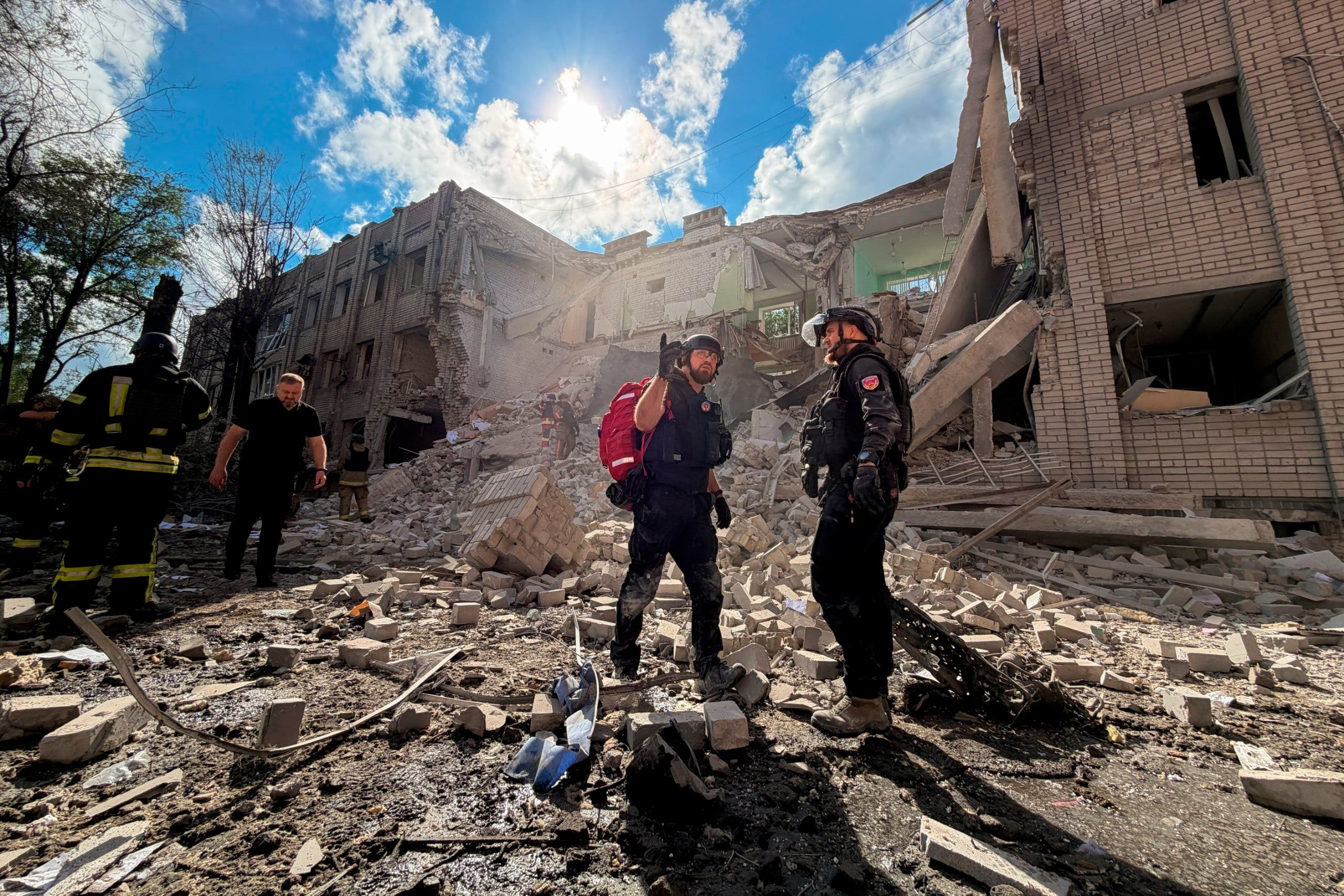 The aftermath of the afternoon Russian attack in Zaporizhzhia