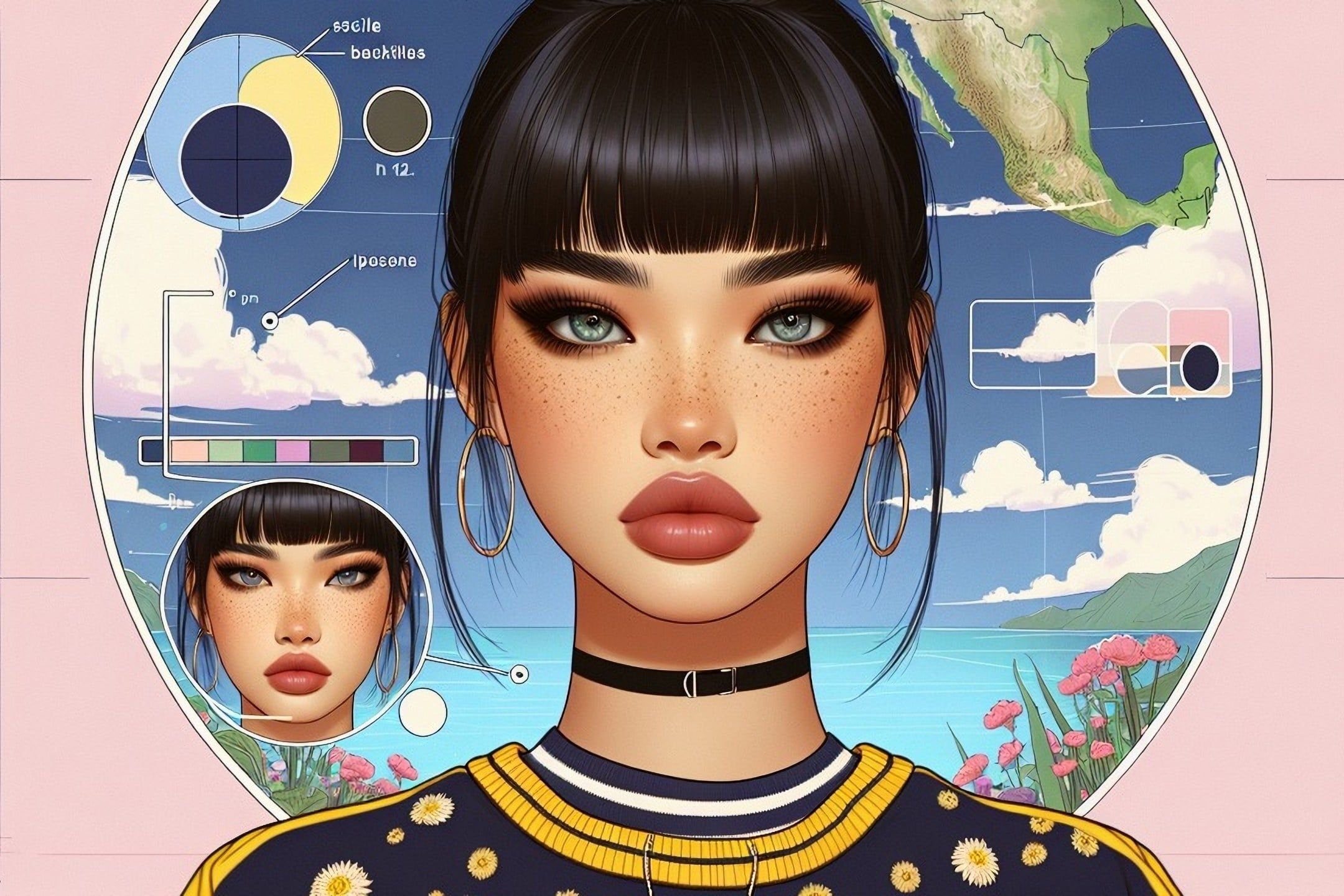 Vector,Vignette,Vector-style,Image,Of,Create,A,Realistic,Portrait,Of
