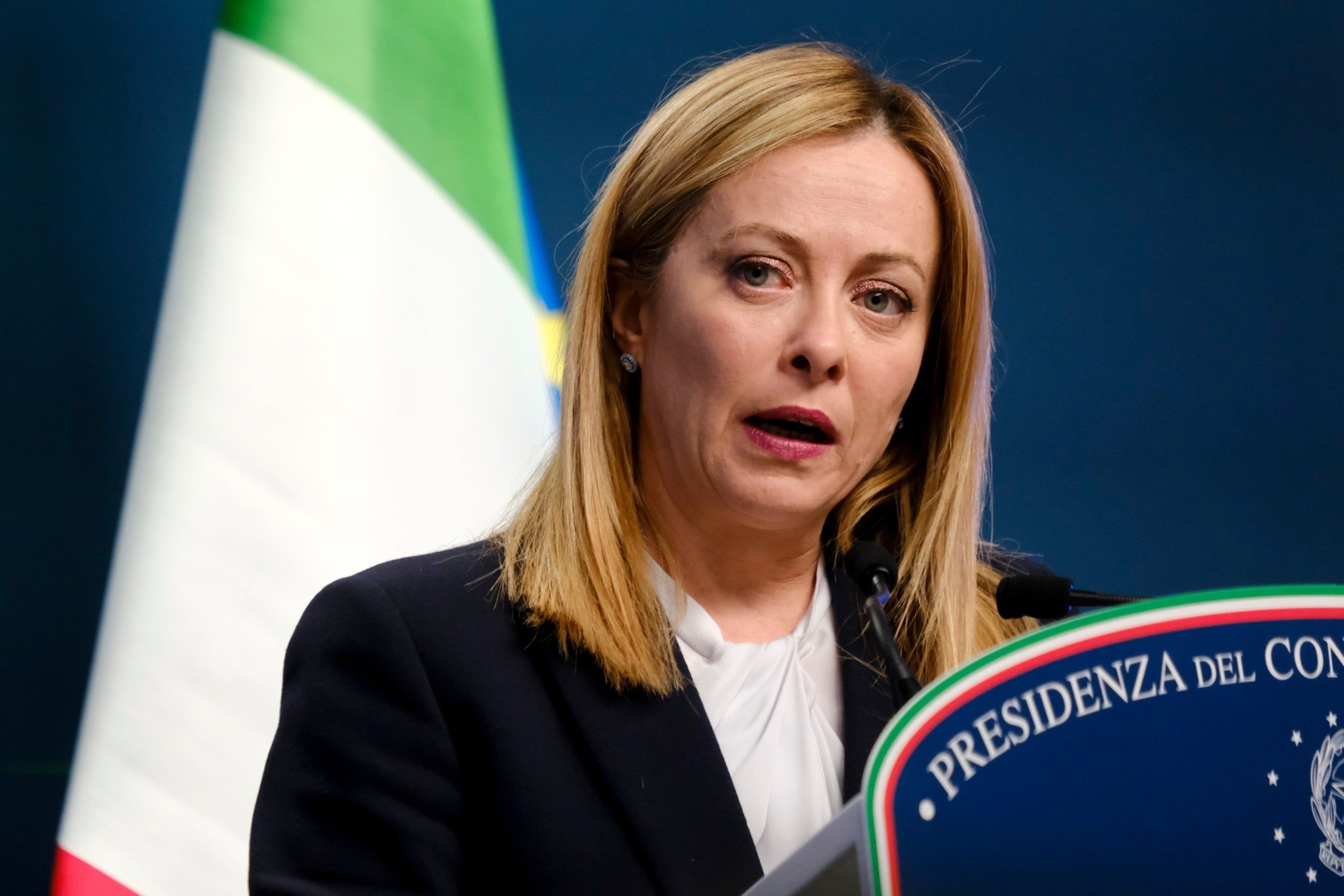 Italy's,Prime,Minister,Giorgia,Meloni,Speaks,During,A,Press,Conference