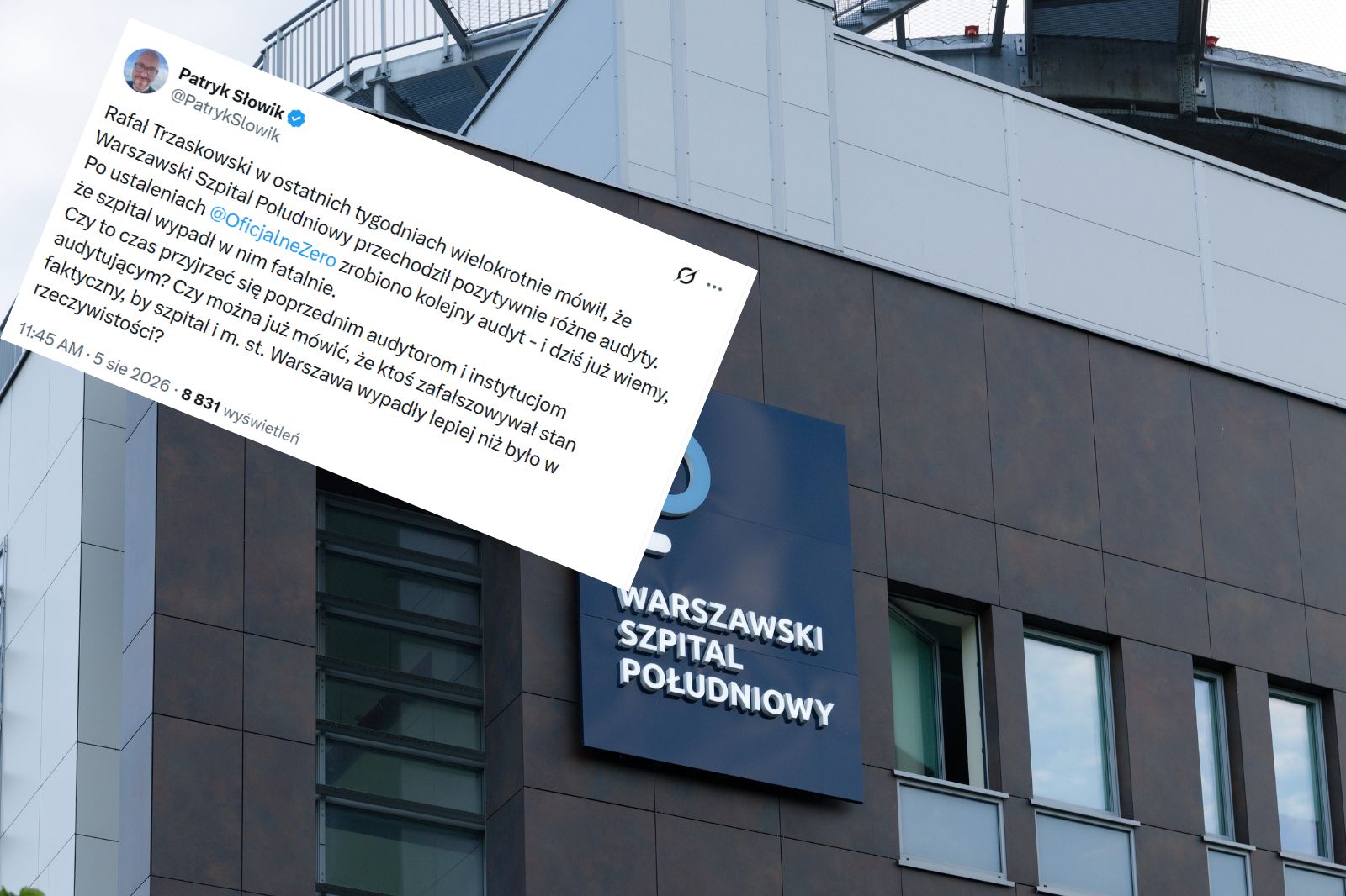 Patryk Słowik komentuje wyniki audytu w warszawskim Szpitalu Południowym