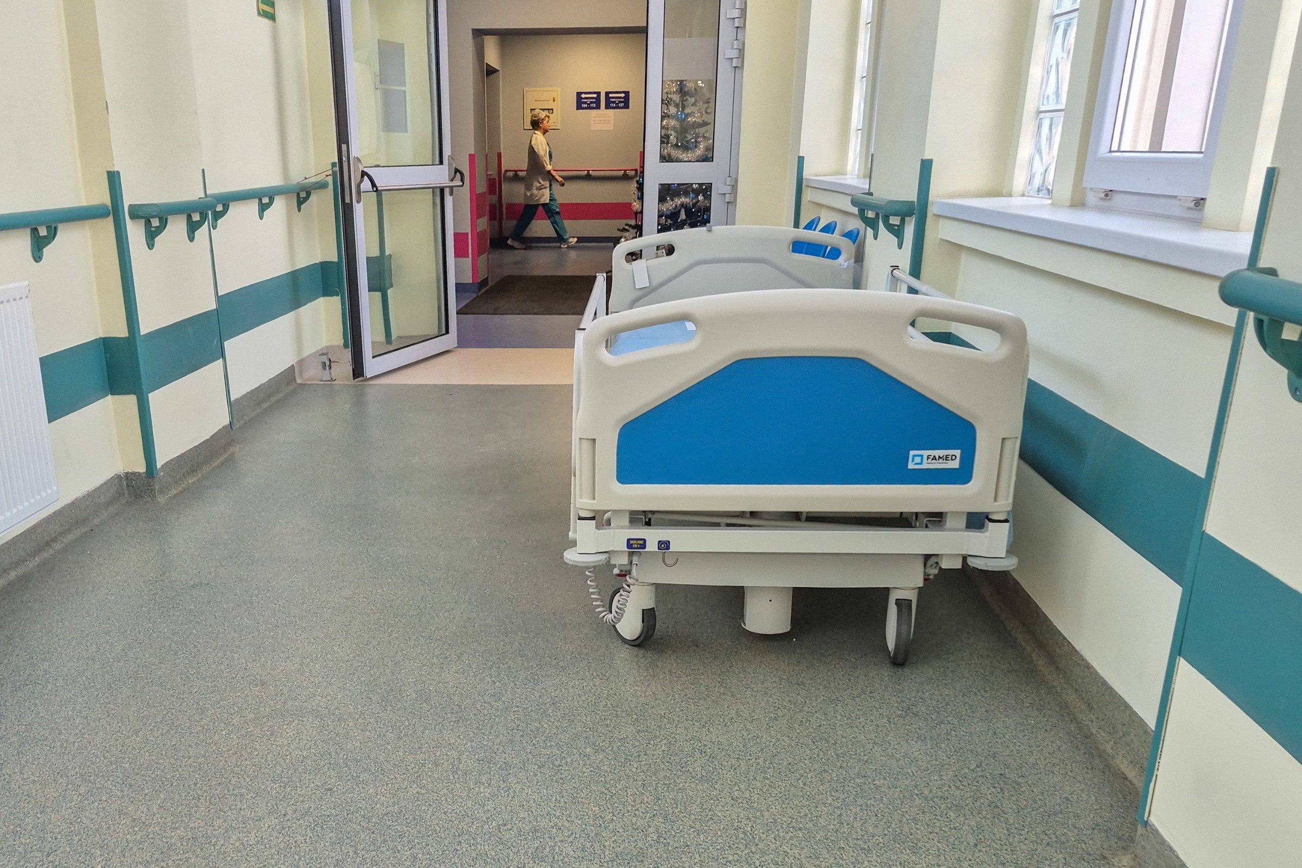 Kraków,,Poland,–,November,25,,2025:,Hospital,Corridor,With,Patient