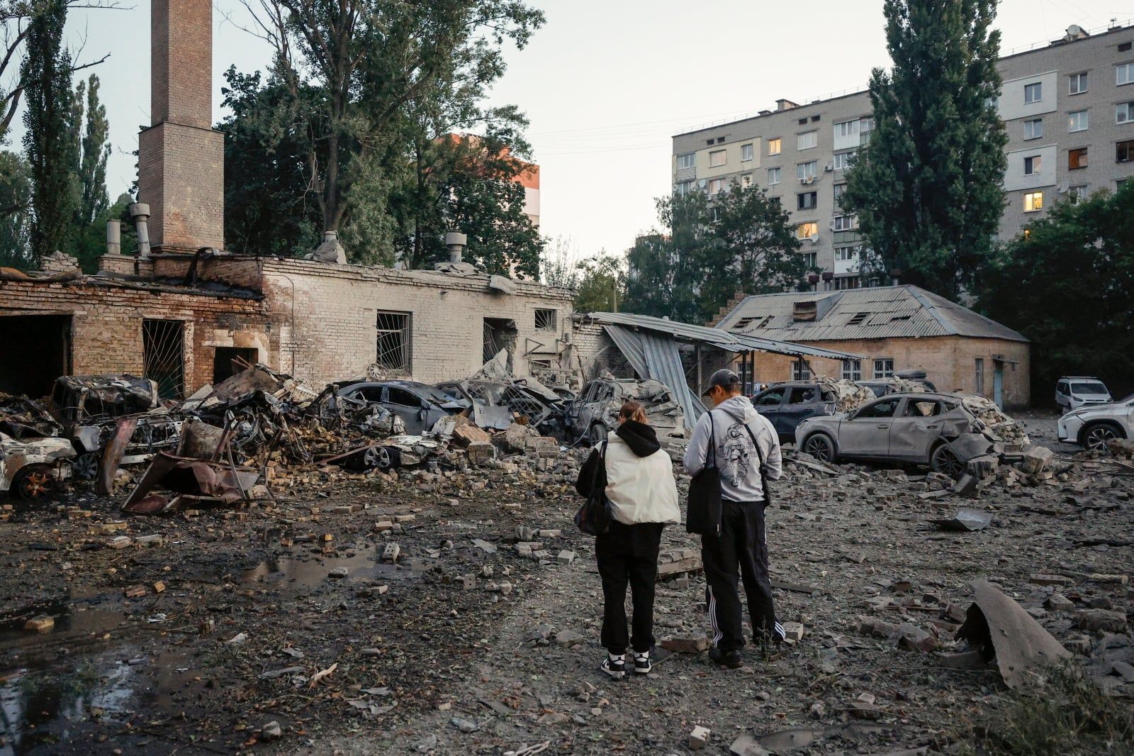 Aftermath of Russian massive combined shelling in Kyiv