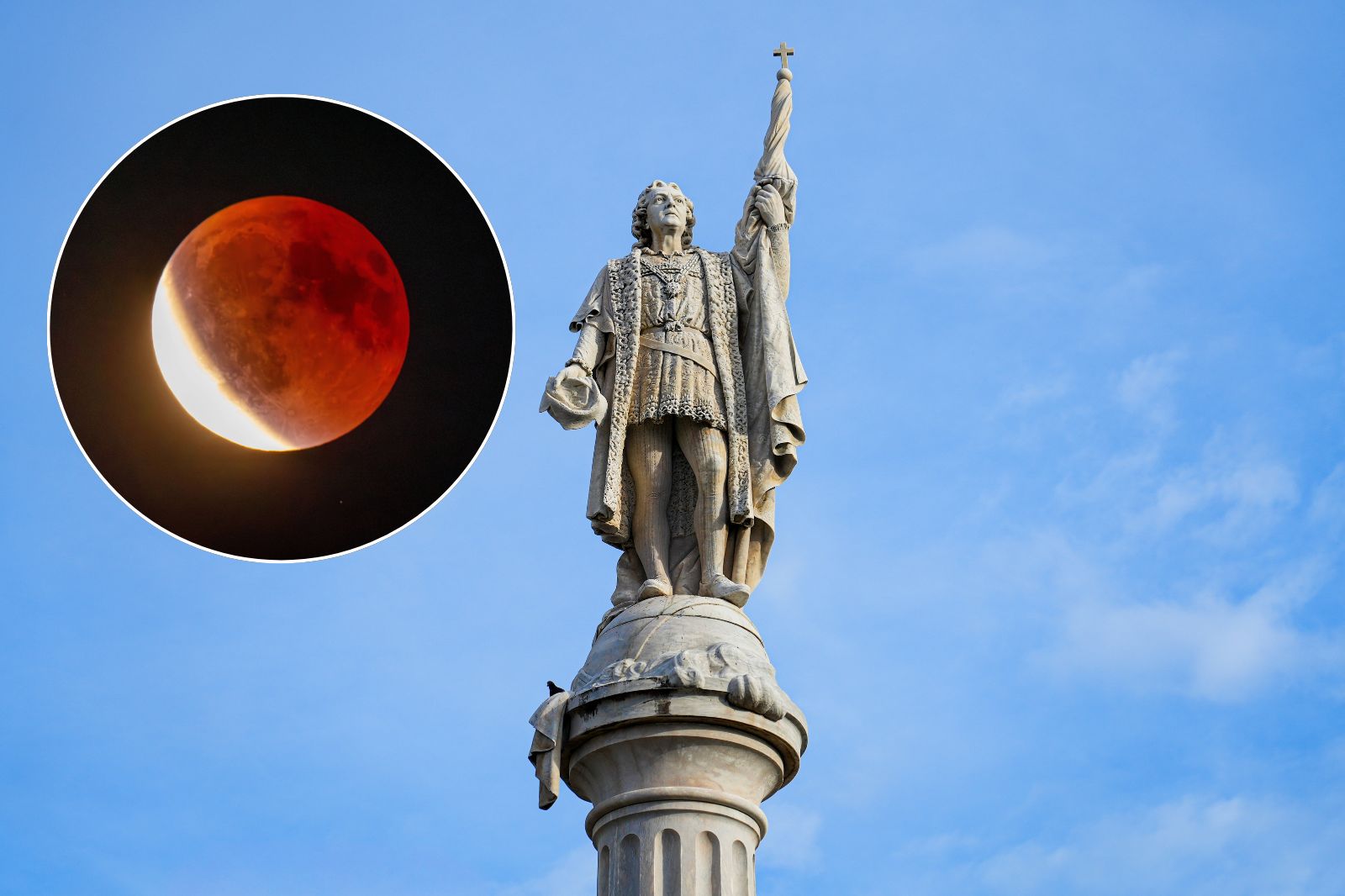 Zaćmienie Księżyca i pomnik Krzysztofa Kolumba