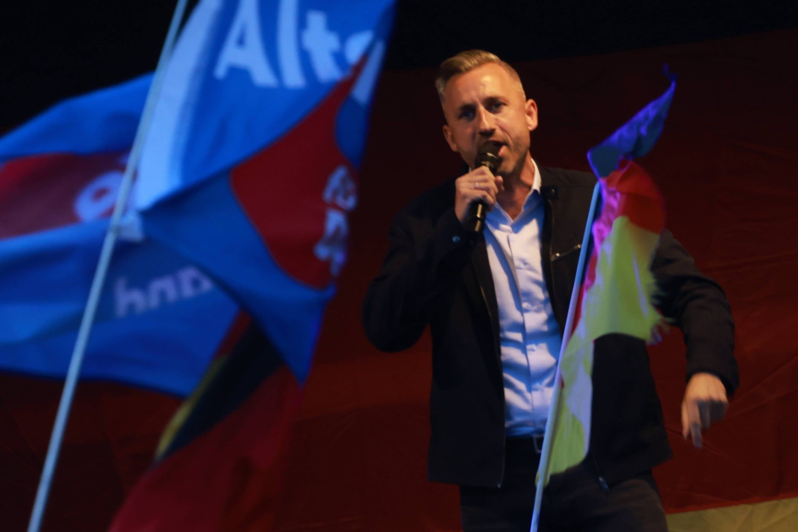 AfD candidate Ulrich Siegmund campaigns for Saxony-Anhalt state elections