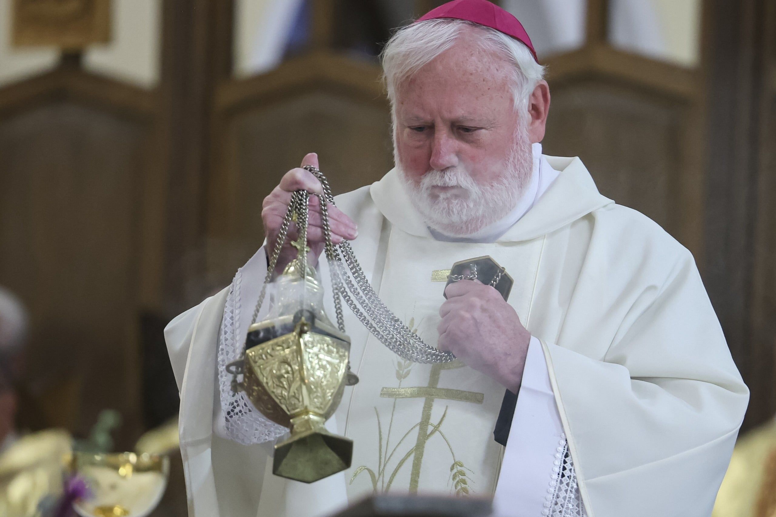 Vatican Secretary for International Affairs Paul Richard Gallagher leads mass in Moscow