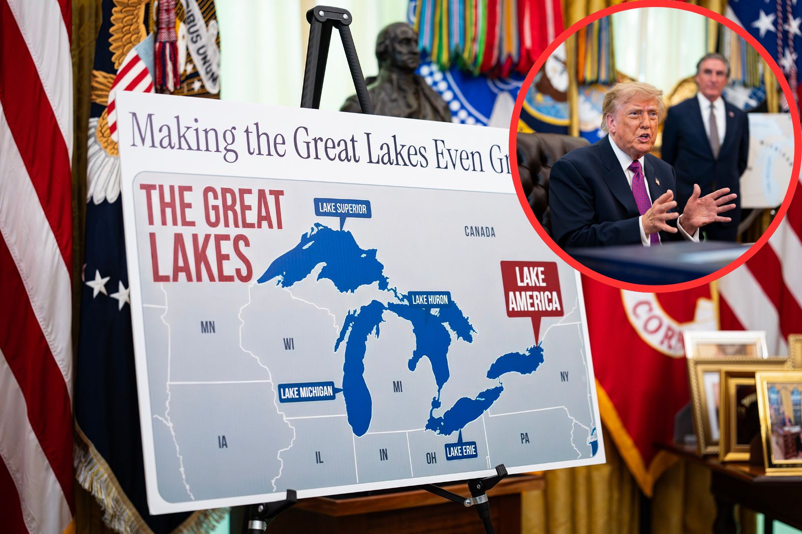 Google zmienił w amerykańskiej wersji swoich aplikacji nazwę Jeziora Ontario na Jezioro Ameryka (Lake America), wykonując dekret Donalda Trumpa.