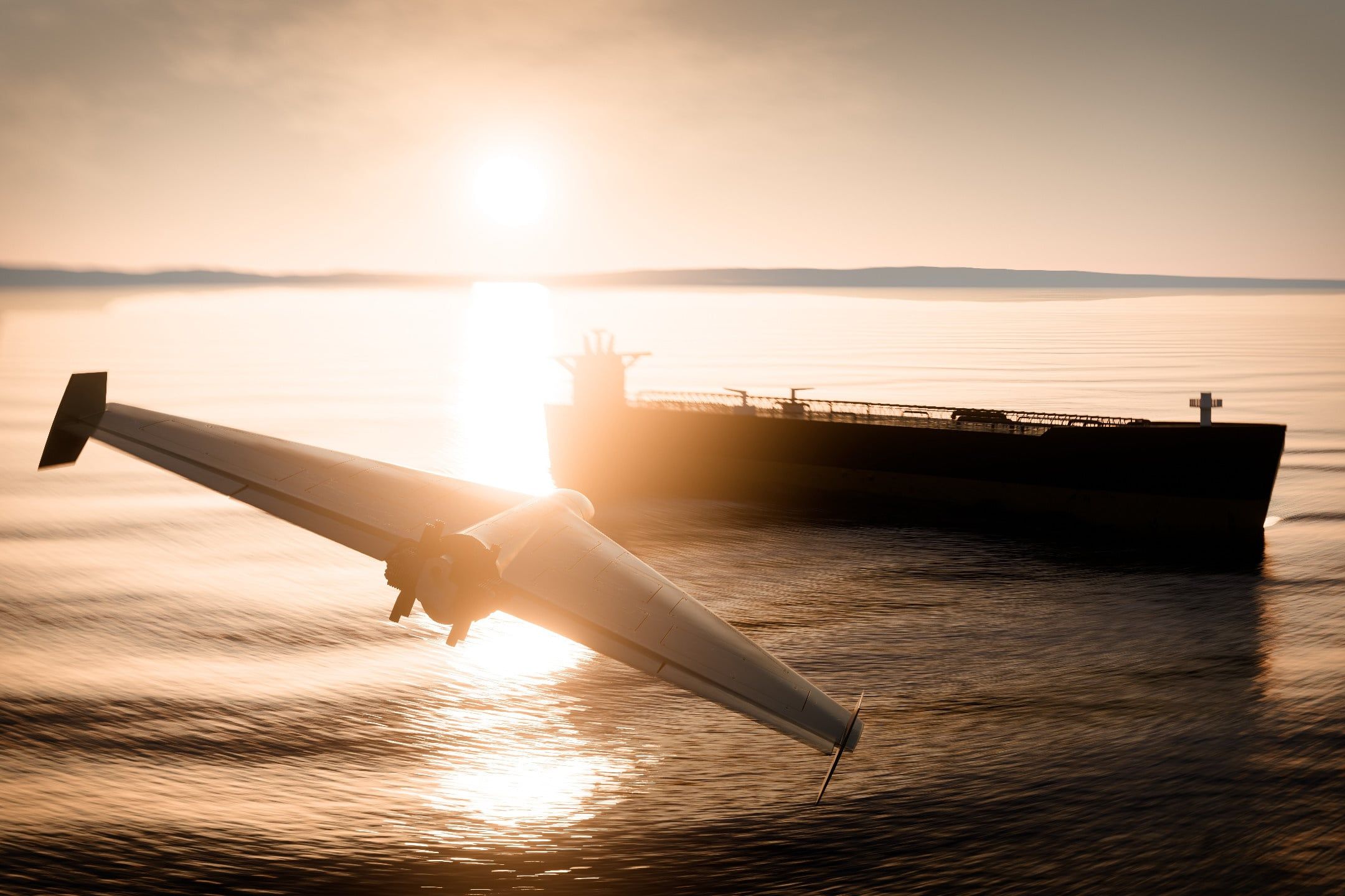 Military,Drone,Approaching,Oil,Tanker,At,Sunset,–,Uav,Threat