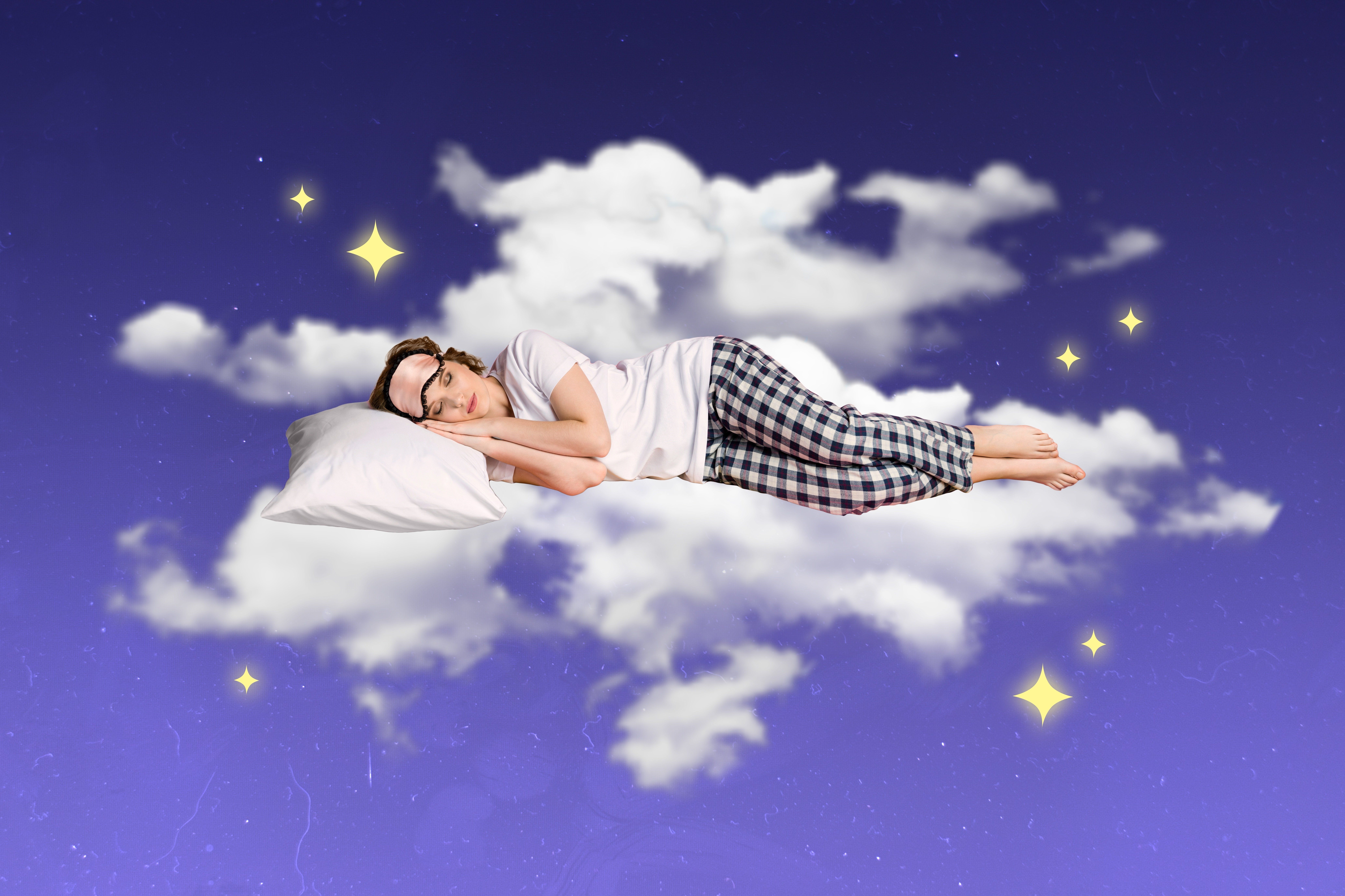 Creative,Photo,Collage,Of,Relaxed,Sleeping,Young,Attractive,Girl,Tired