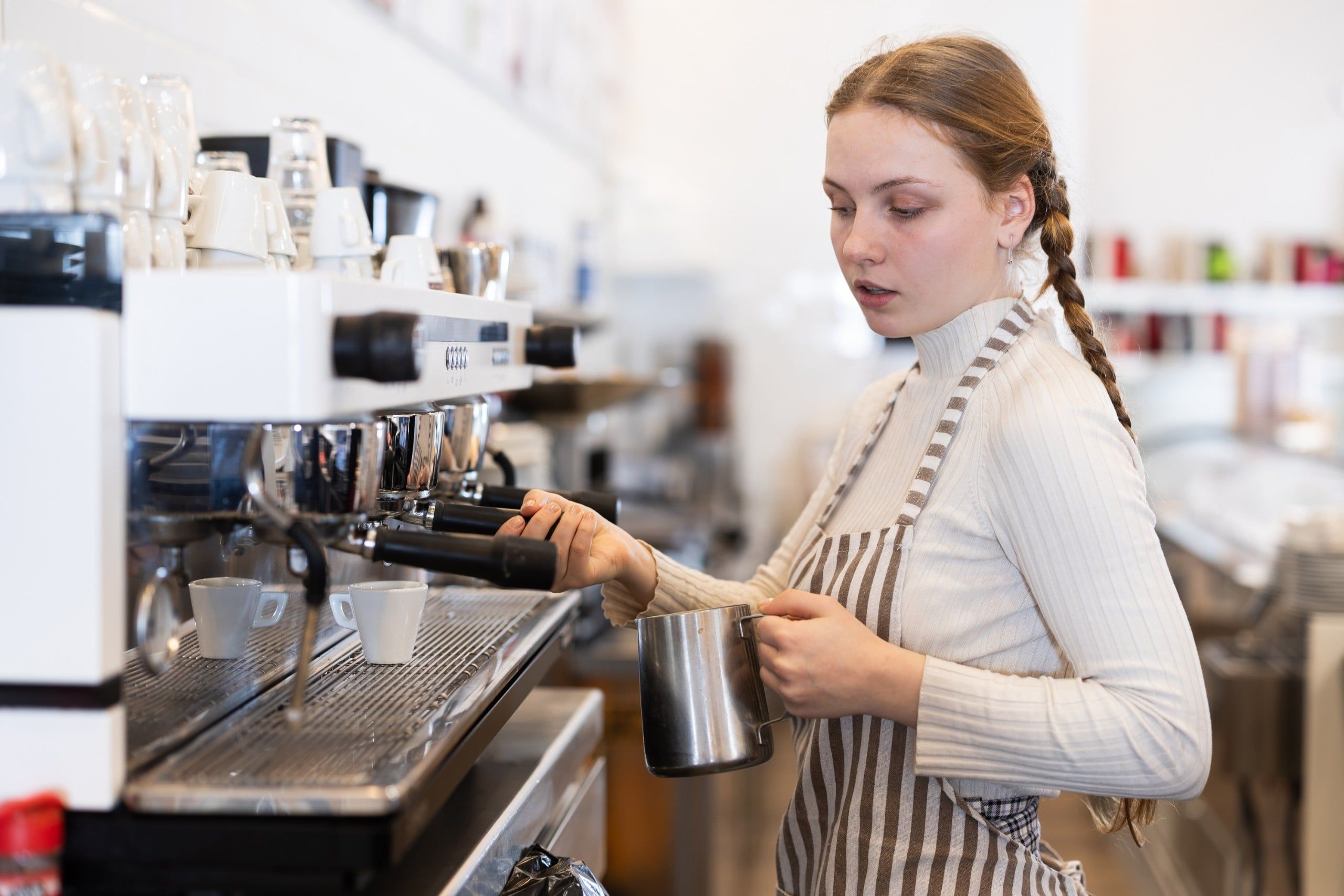 Teen,Girl,Coffee,Shop,Employee,At,Work,,Selling,Coffee,,Cocoa