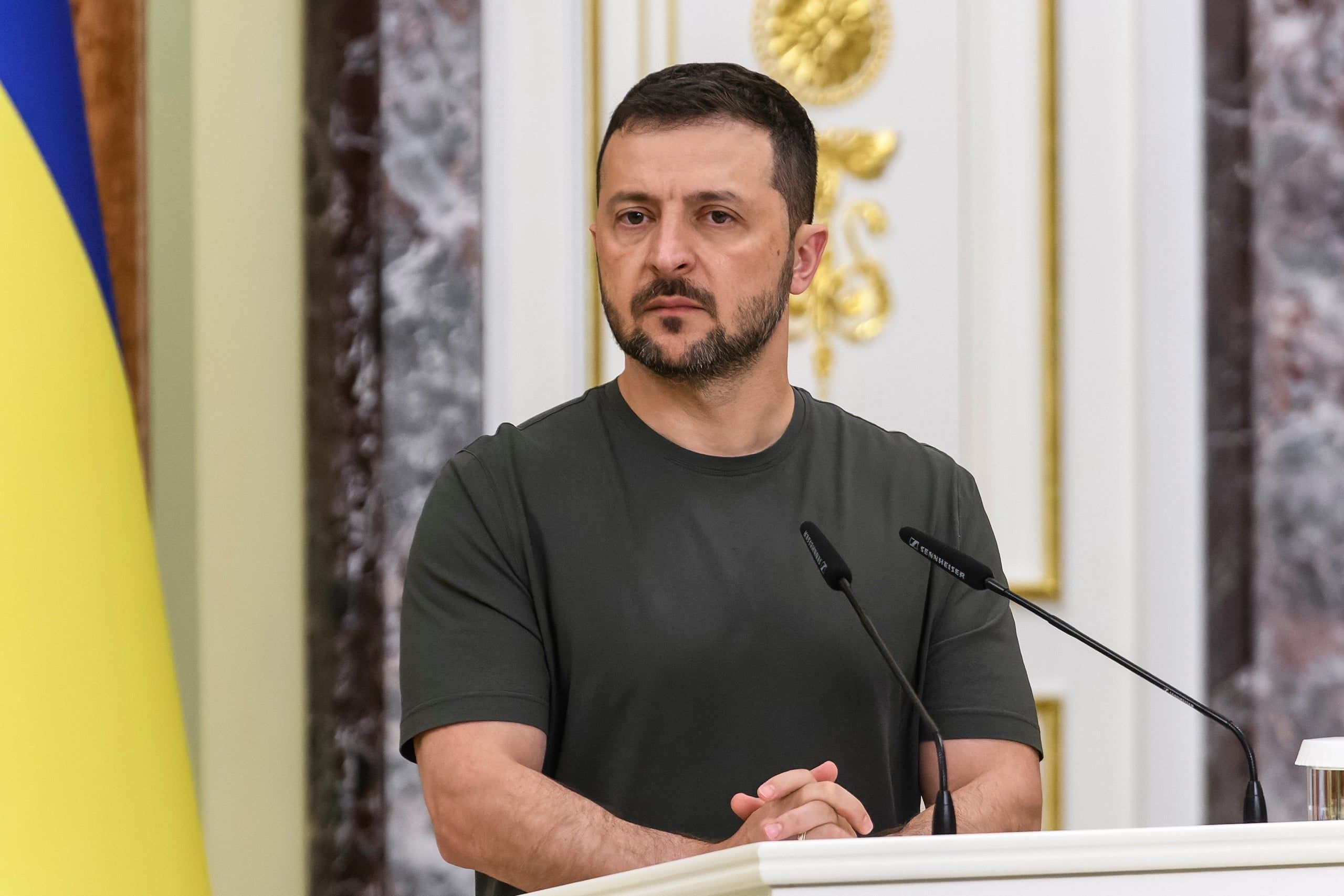 Ukrainian,President,Volodymyr,Zelenskiy,During,A,Joint,Press,Conference,With