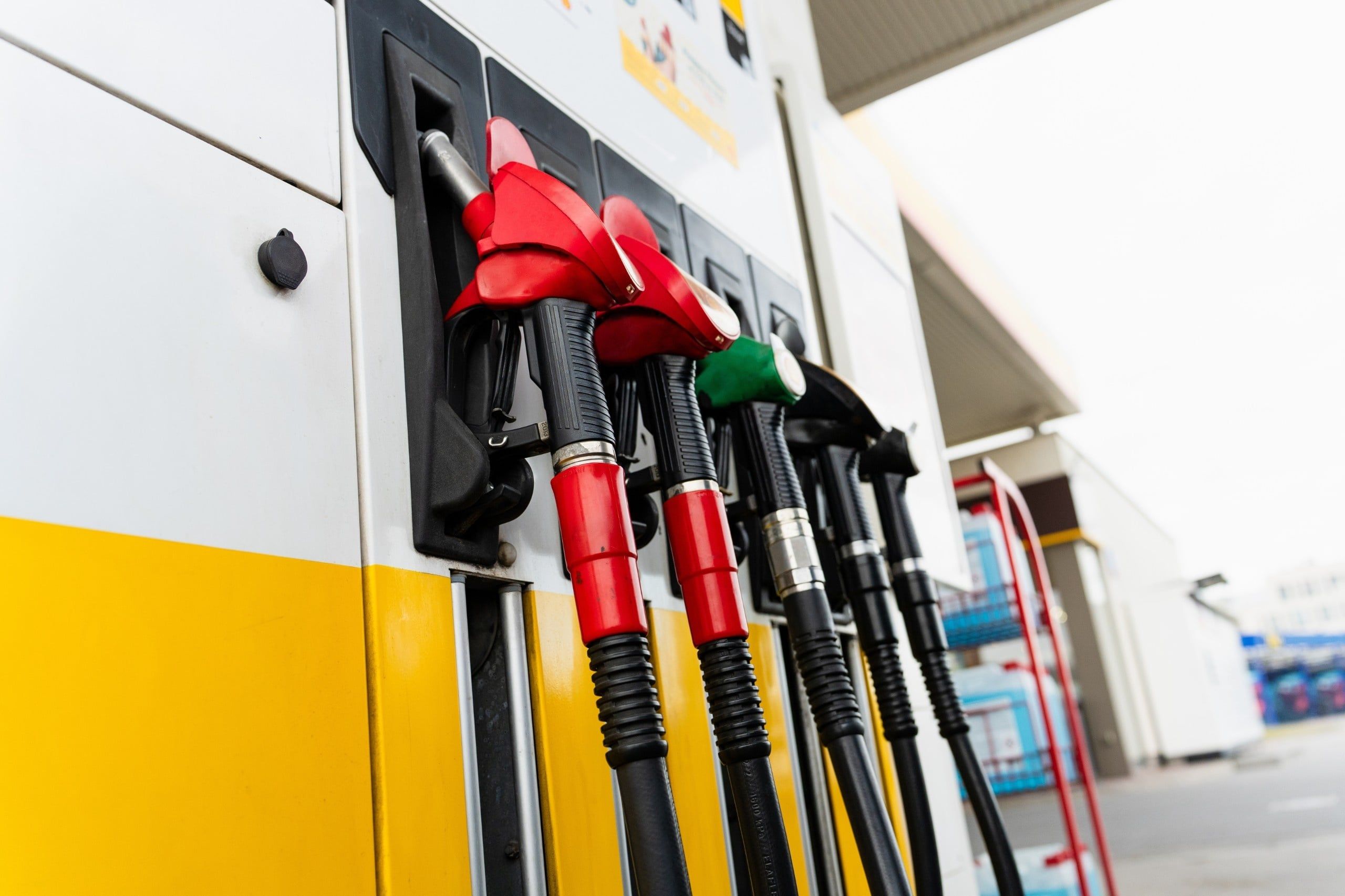 Petrol,Pump,Nozzles,At,Service,Station.,Fuel,Pump,Nozzles,At