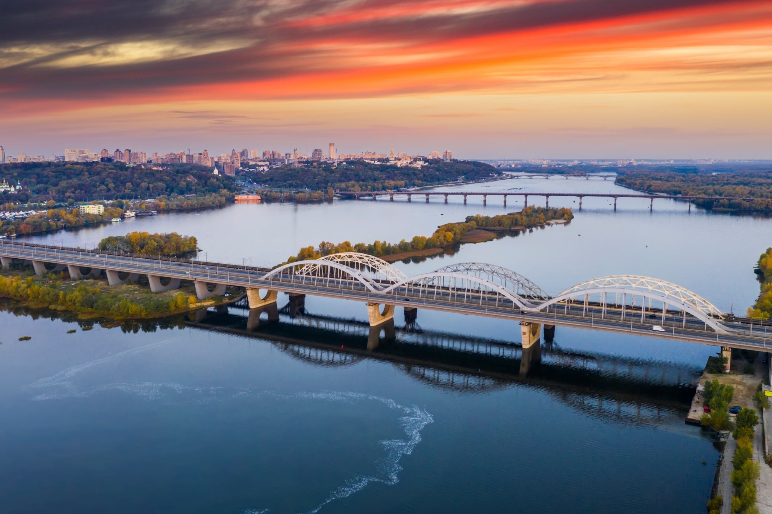 Bridge across the Dnieper river. Kiev, Ukraine