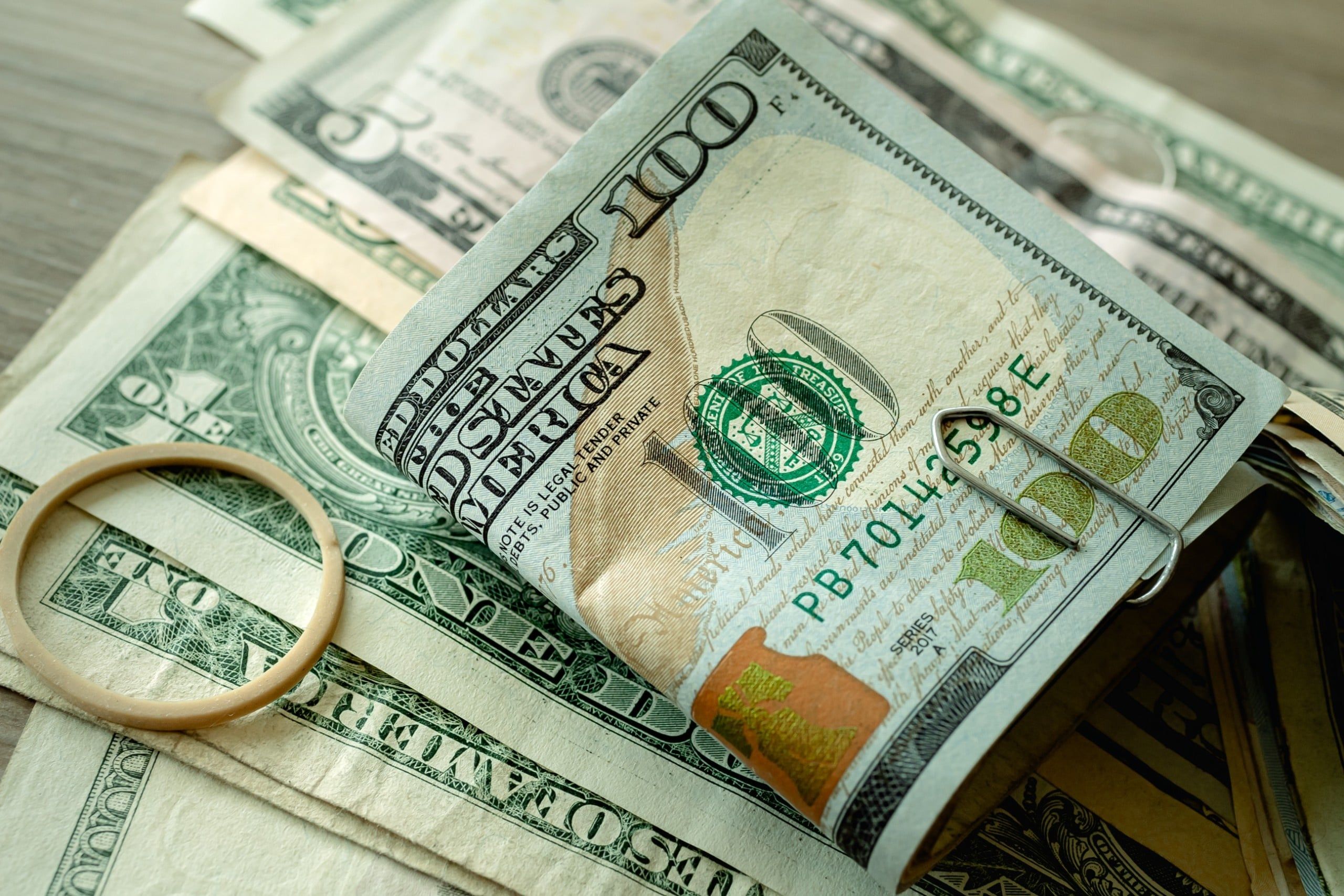 Money,,Us,Dollar,Banknotes,Background.,Dollar,Bills,Scattered,On,A