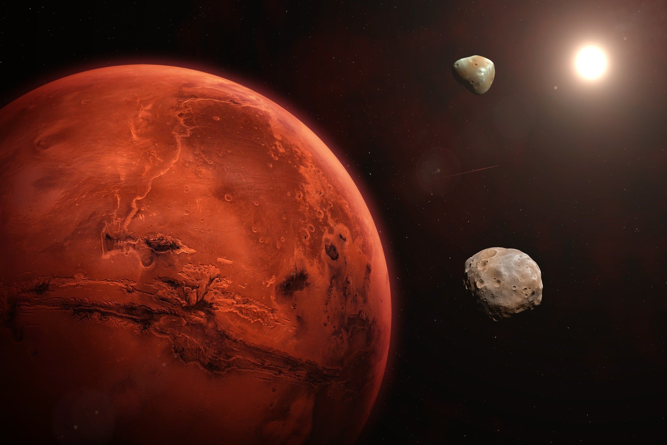 Planet,Mars,In,The,Starry,Sky,Of,Solar,System.,Mars,