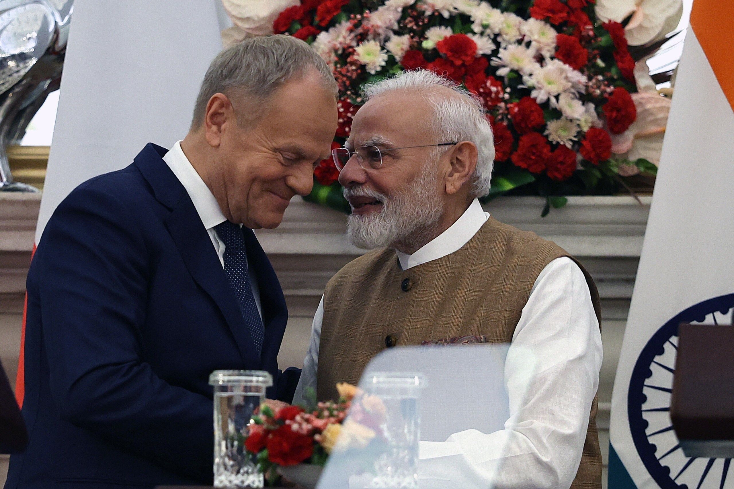 Premier Donald Tusk i szef rządu Indii Narendra Modi