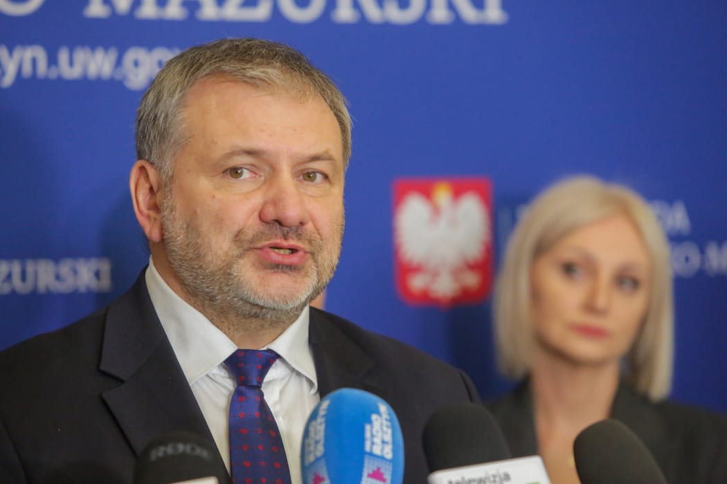 Minister sprawiedliwości Waldemar Żurek na konferencji w Olsztynie, 2026 r. (fot. PAP/Tomasz Waszczuk)