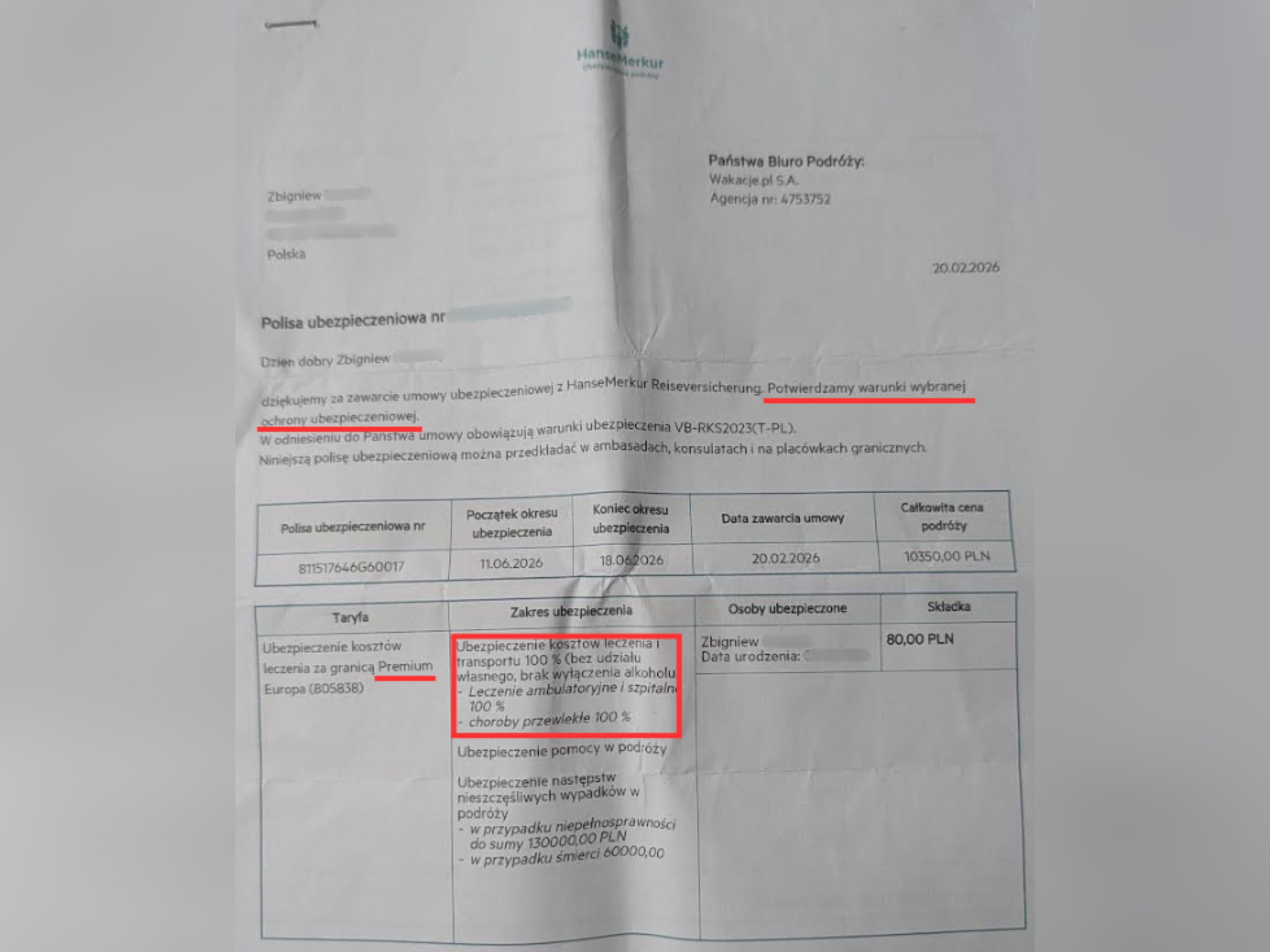 Polisa wykupiona przez pana Zbigniewa – zdjęcie naszego czytelnika