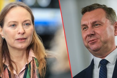 Poseł Rafał Komarewicz (klub parlamentarny Centrum) i przewodnicząca Polski 2050 Katarzyna Pełczyńska-Nałęcz